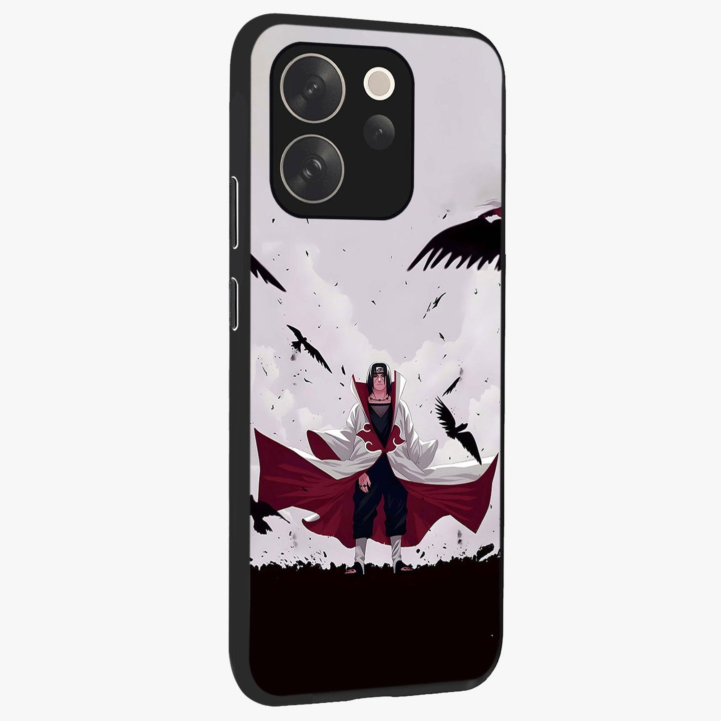 Crimson Crow Ascension Glass Case upright view showcasing dramatic crow artwork with bold gothic theme.