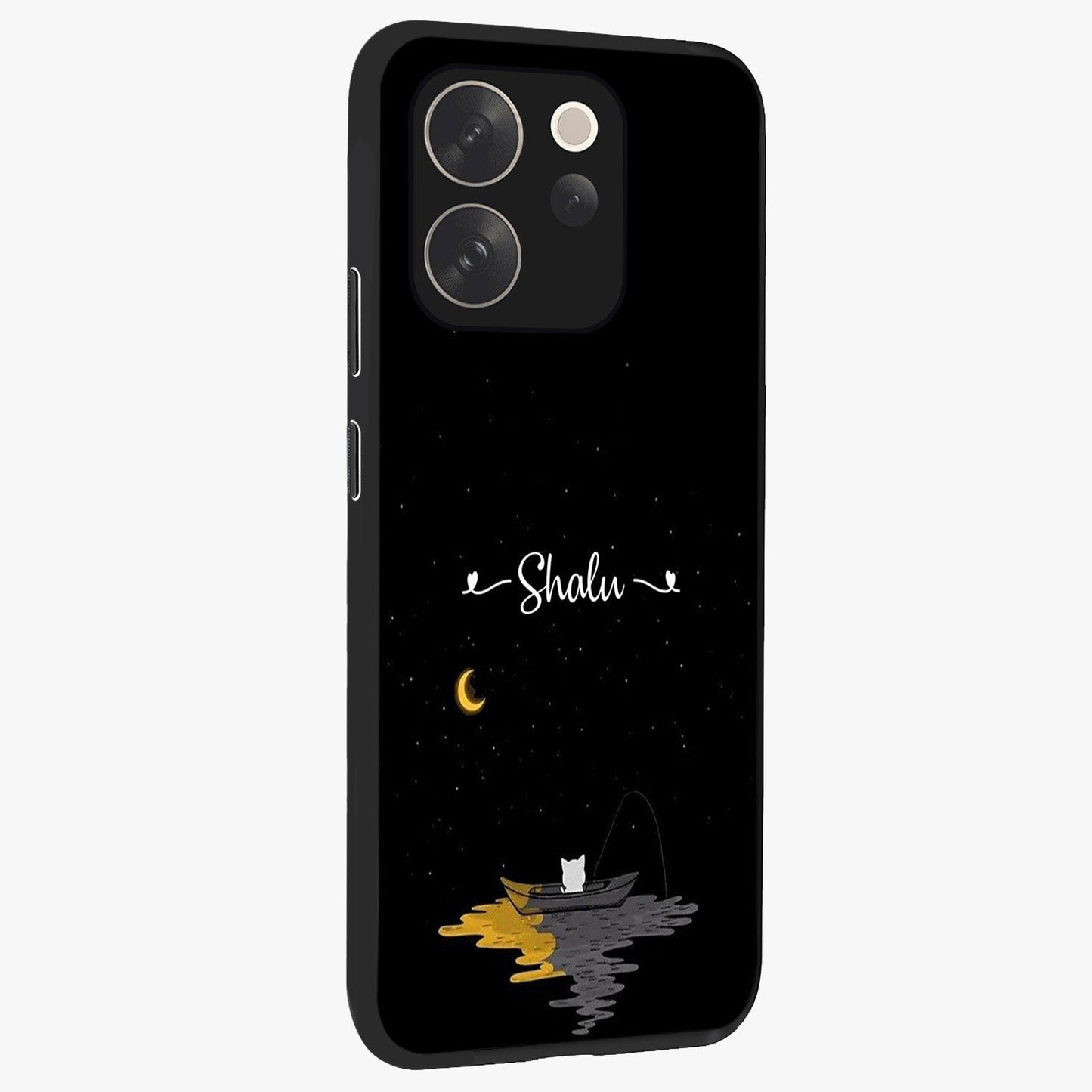 Silent Night Row Glass Case upright view showcasing tranquil night artwork with serene landscape theme.