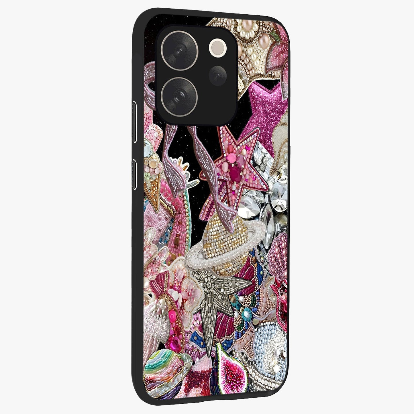 Starlit Jewel Dream Glass Case upright view showcasing radiant star inspired artwork with magical night theme.