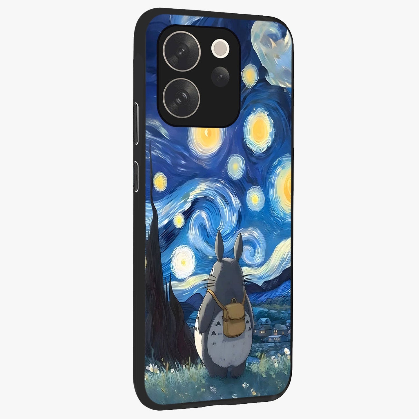 Totoro In Van Gogh Art Glass Case upright view showcasing creative character artwork with painterly artistic theme.