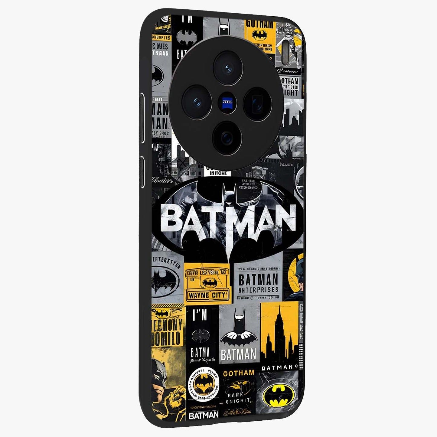 Knight Gotham Rise Glass Case upright view showcasing bold vigilante themed artwork with gothic city vibe.