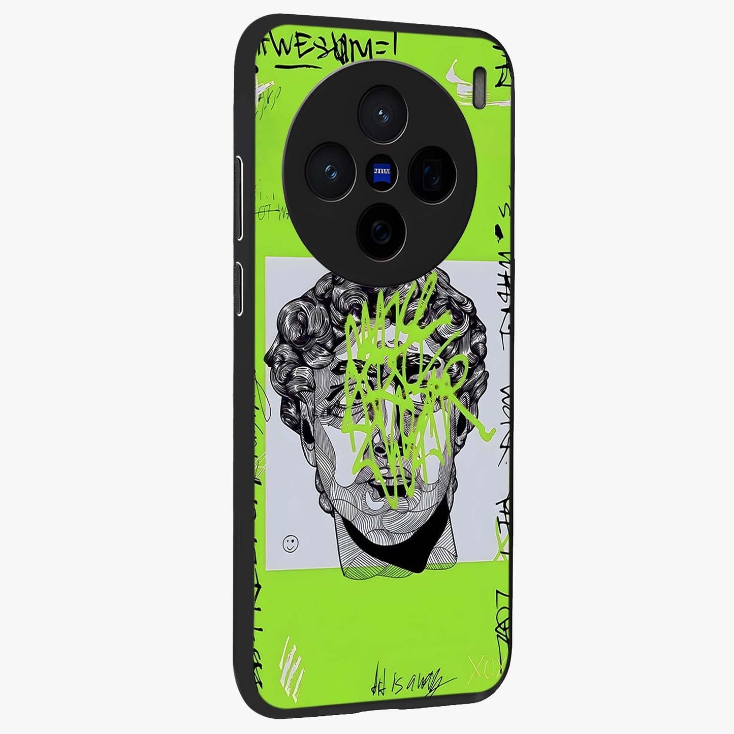 Neo Graffiti Rebellion Glass Case upright view showcasing colorful graffiti artwork with bold modern street style.