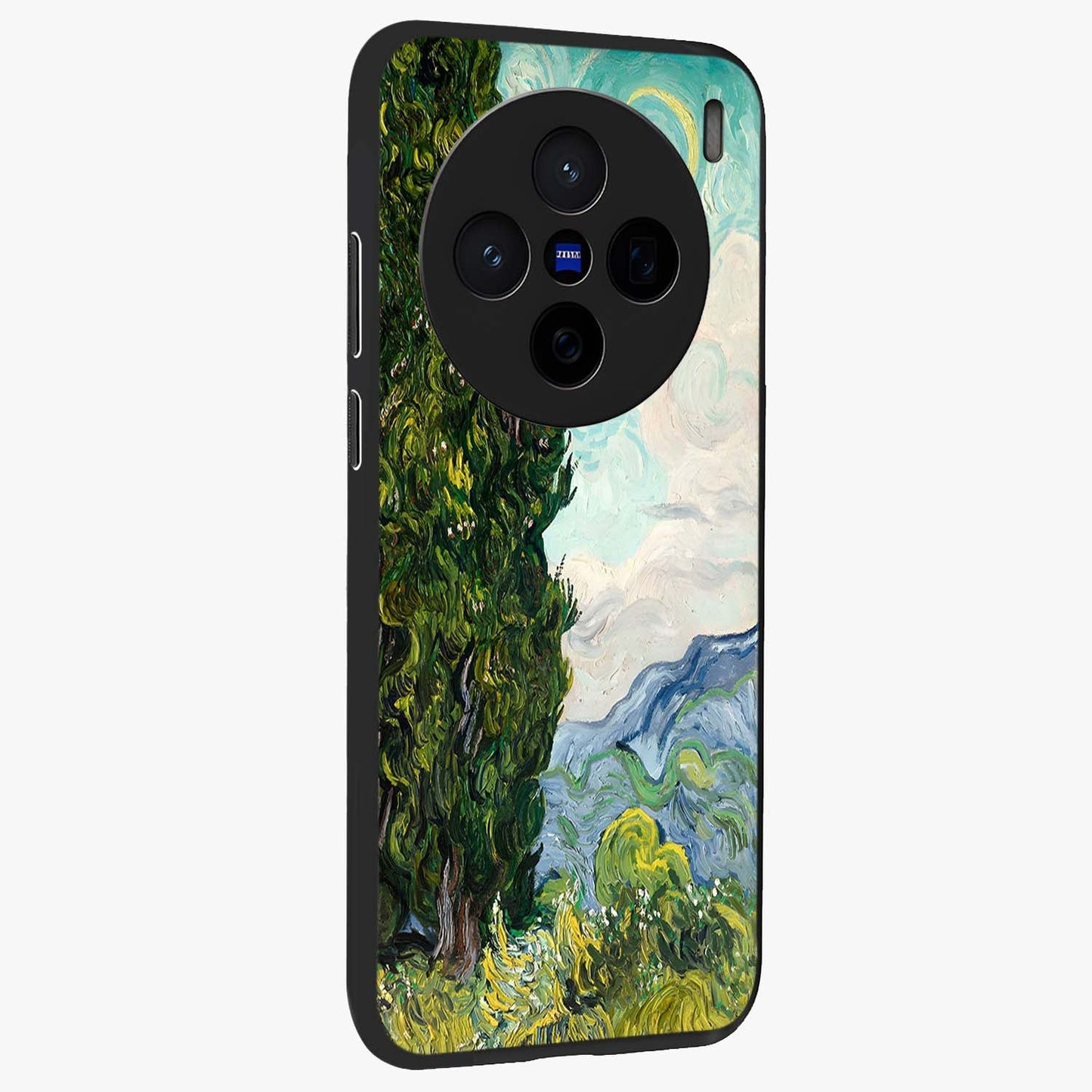 Van Gogh Vintage Art Glass Case upright view showcasing elegant vintage painting artwork with artistic heritage theme.