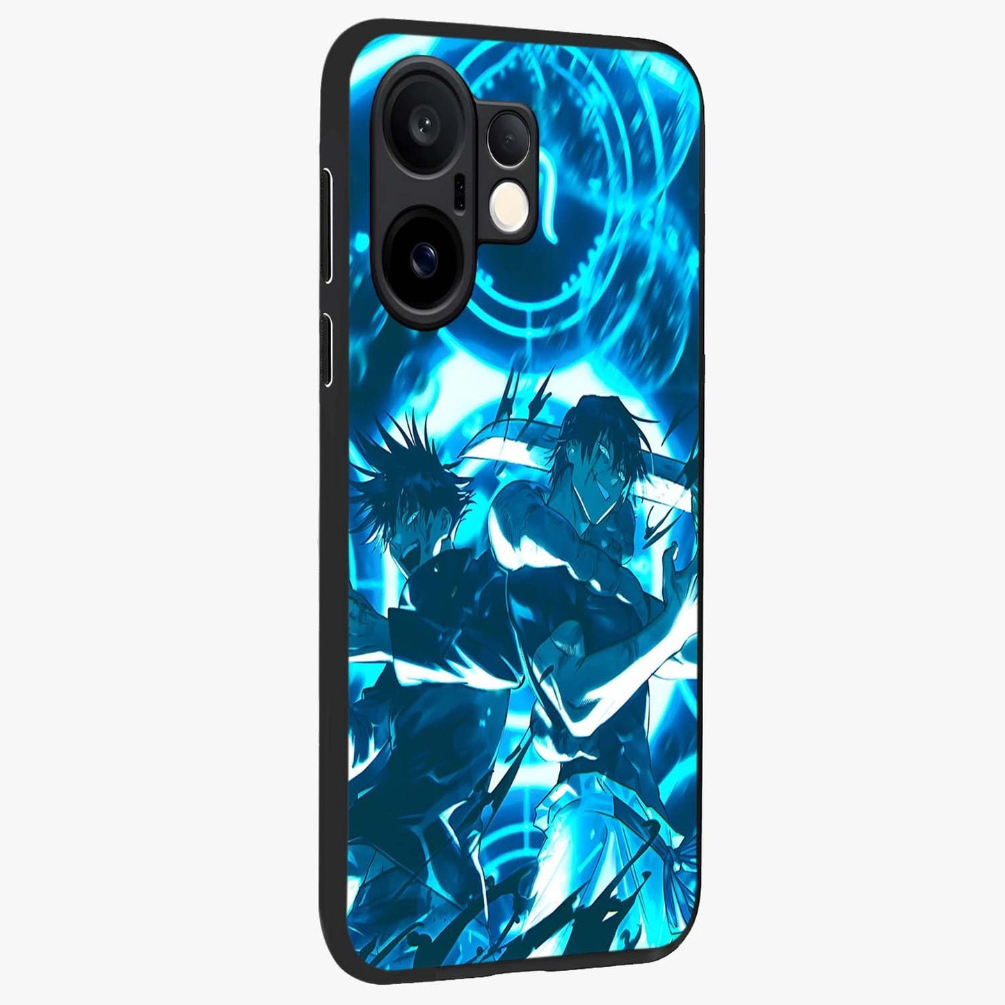Cursed Energy Clash Glass Case upright view showcasing dramatic clash artwork with bold supernatural theme.