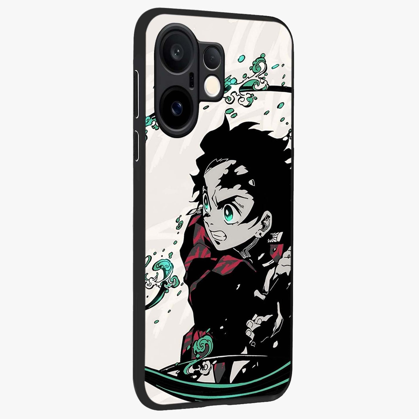 Demon Slayer Glass Case upright view showcasing powerful anime artwork with intense warrior theme.