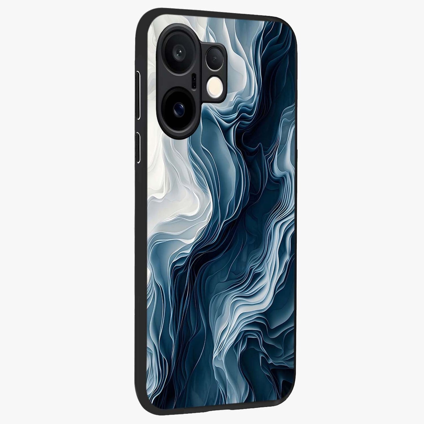 Ethereal Paper Marble Glass Case upright view showcasing smooth marble artwork with refined minimalist theme.