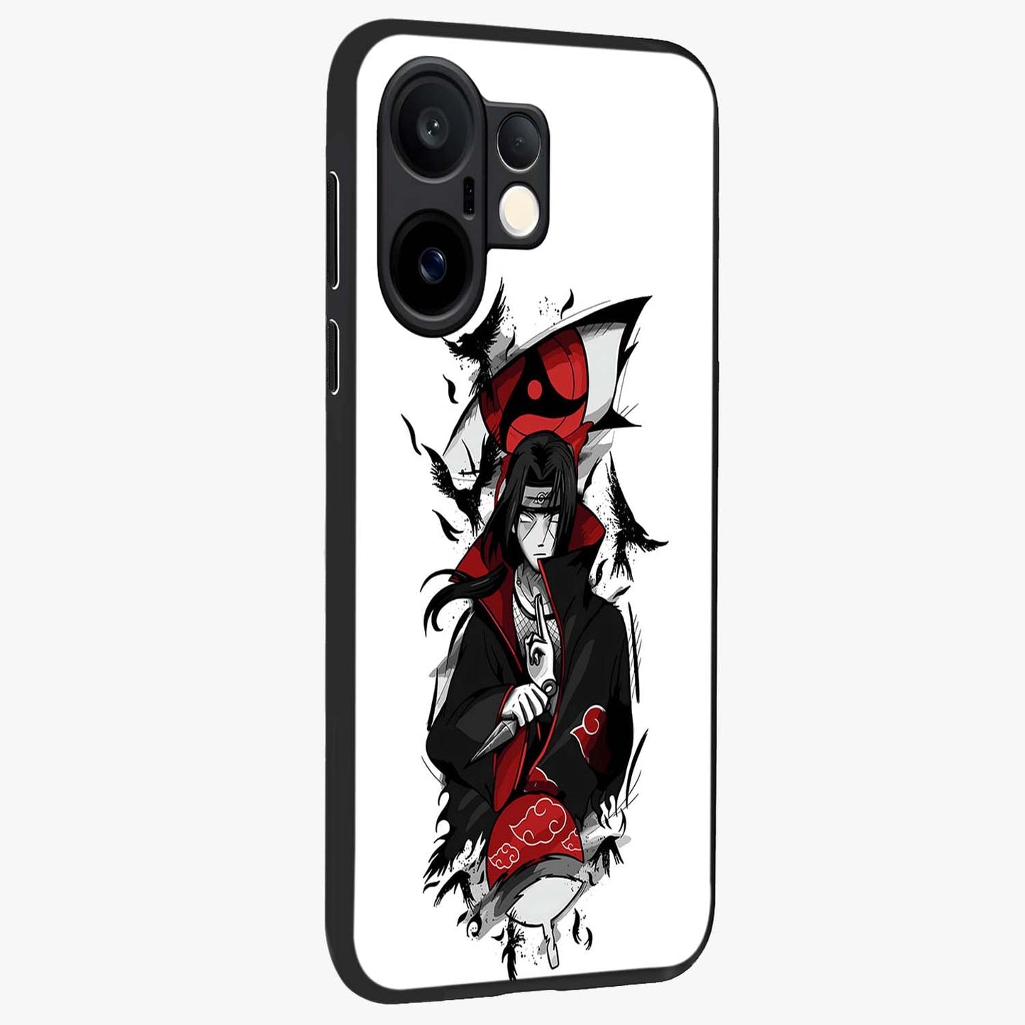 Itachi Limited Edition Naruto Anime Glass Case upright view showcasing intense anime artwork with powerful character theme.