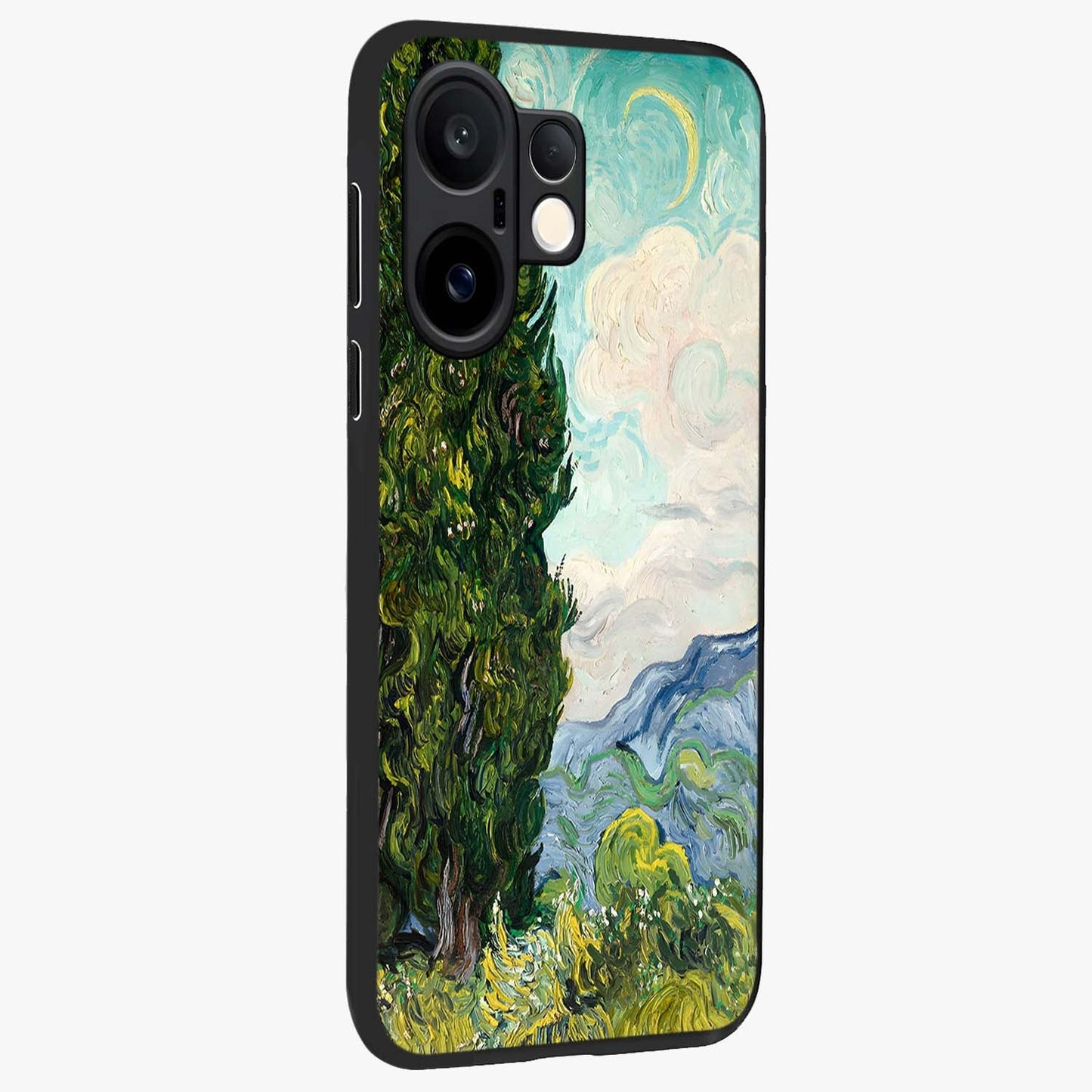 Van Gogh Vintage Art Glass Case upright view showcasing elegant vintage painting artwork with artistic heritage theme.