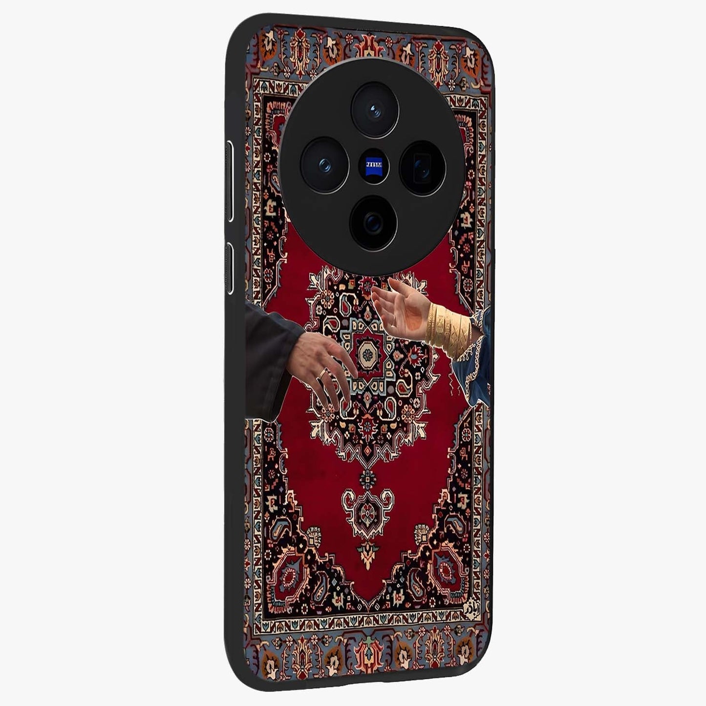 Royal Touch Reach Glass Case upright view showcasing stylish royal inspired artwork with graceful theme.