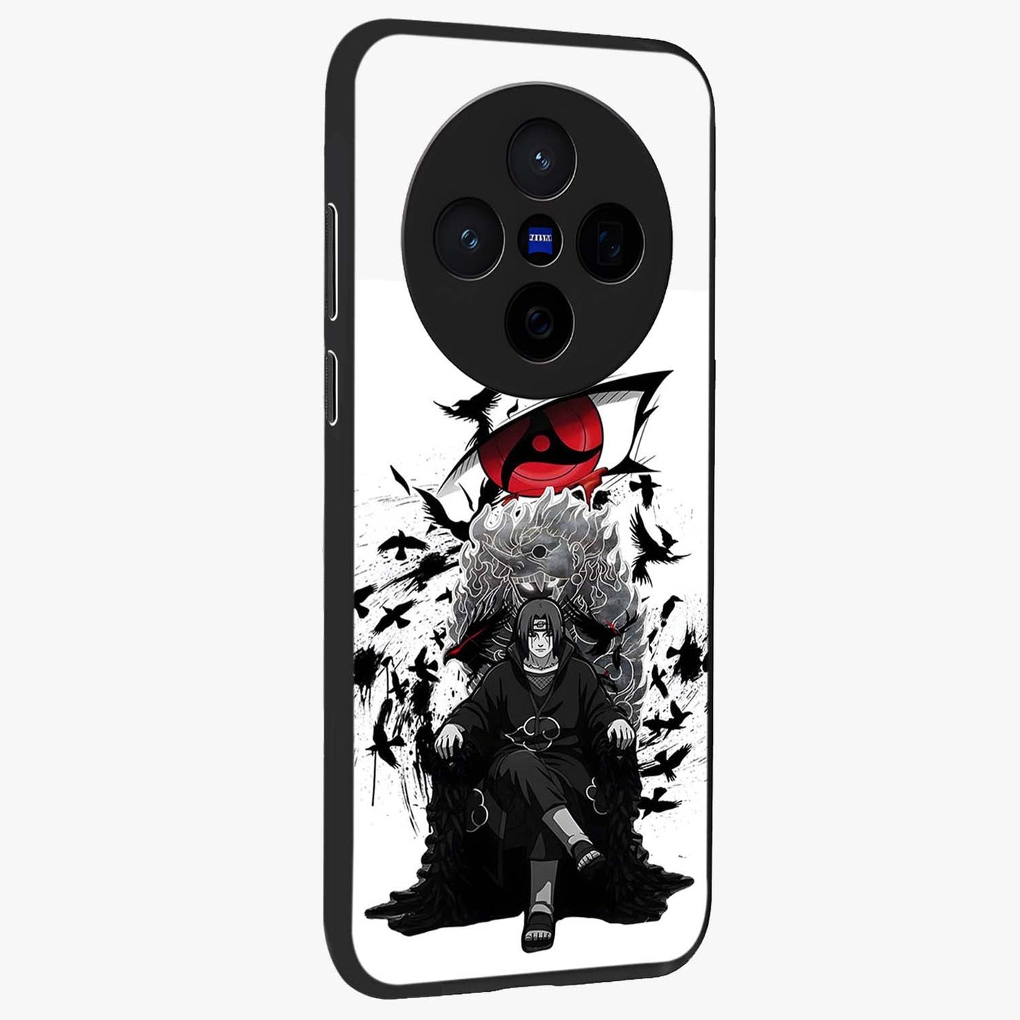 Uchiha Shadow Throne Glass Case upright view showcasing magical underwater galaxy artwork with vibrant cosmic theme.