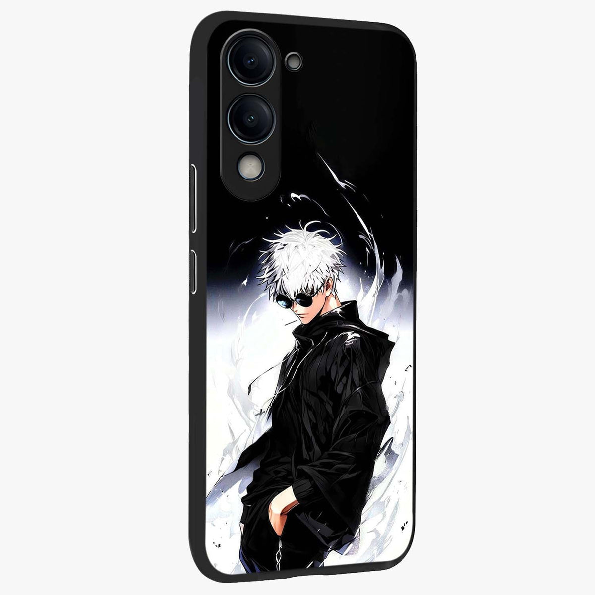 Limitless Shadow King Glass Case upright view showcasing bold shadow warrior artwork with epic fantasy theme.