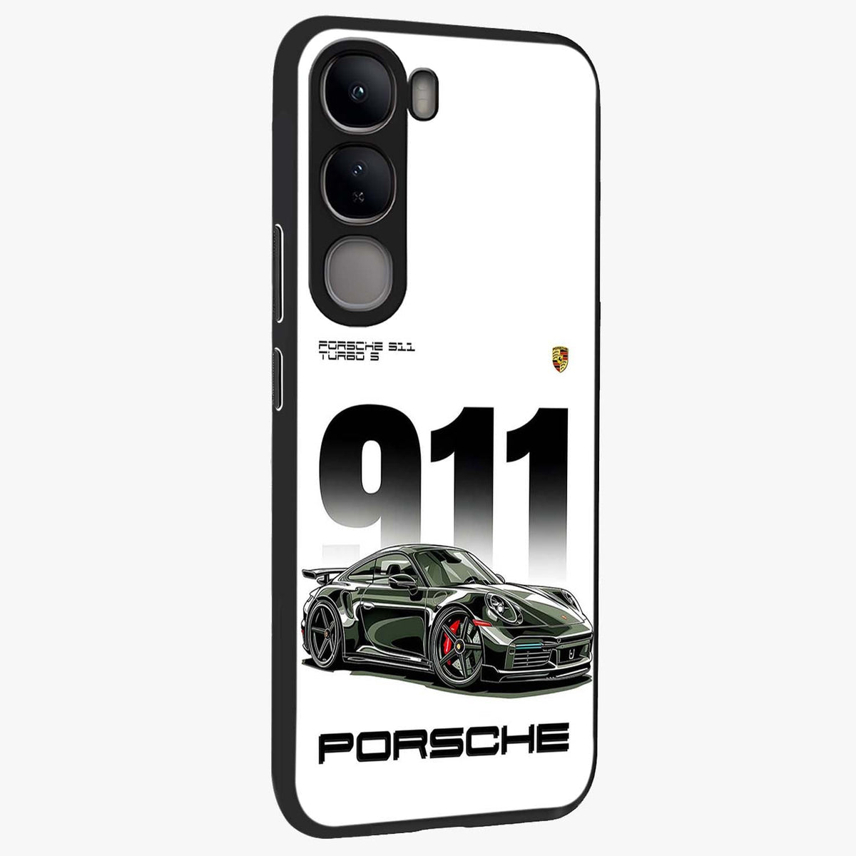 911 Turbo Dominance Glass Case upright perspective showcasing powerful racing design and modern automotive aesthetic.