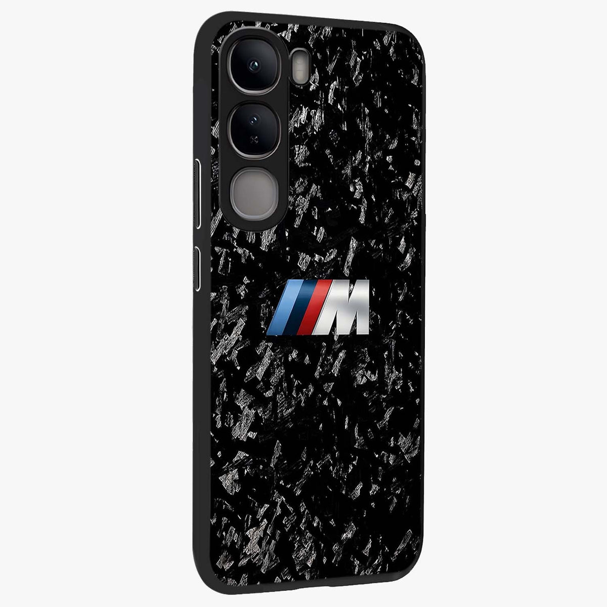 Carbon Speed Mark Glass Case upright view showcasing modern carbon speed graphic with bold automotive theme.