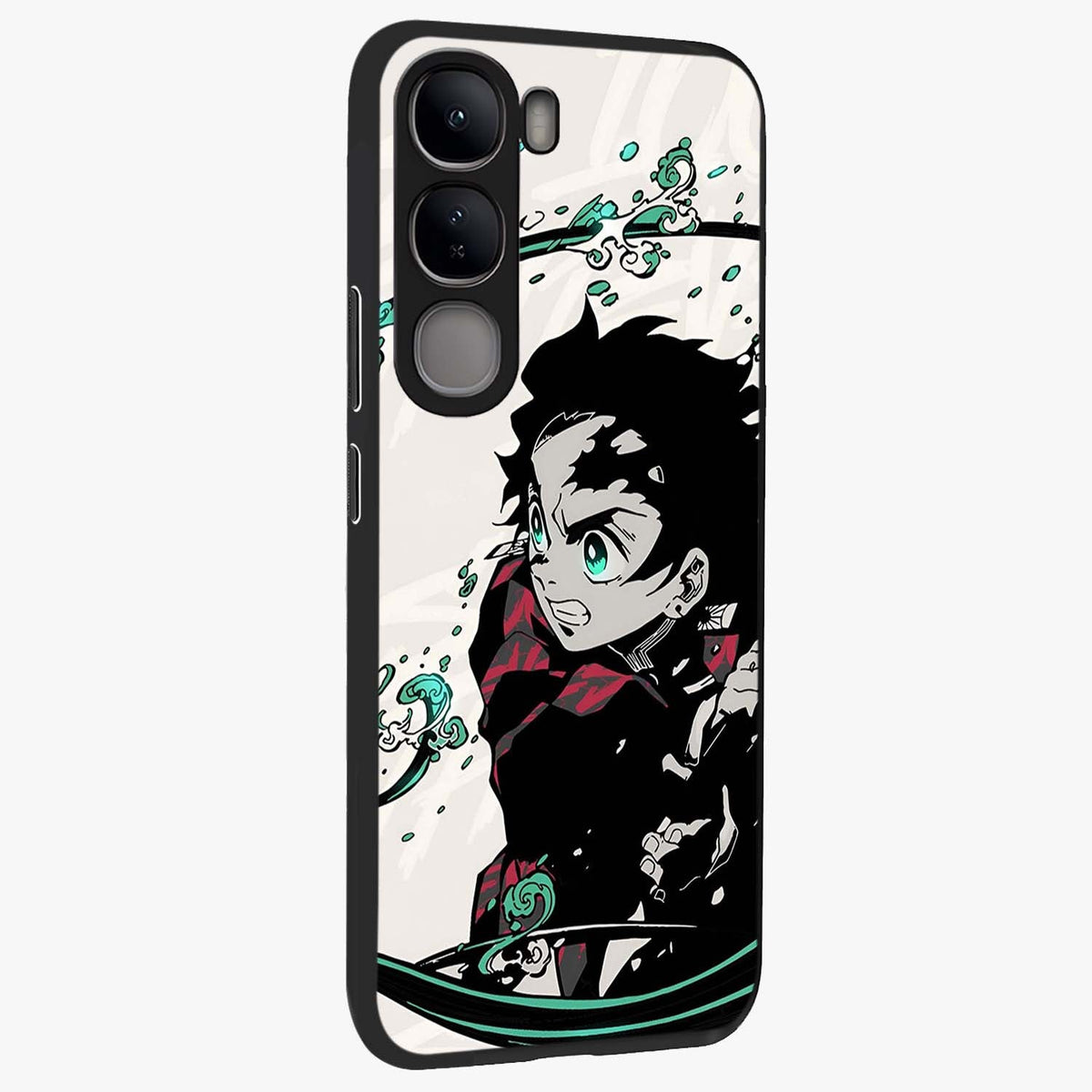 Demon Slayer Glass Case upright view showcasing powerful anime artwork with intense warrior theme.