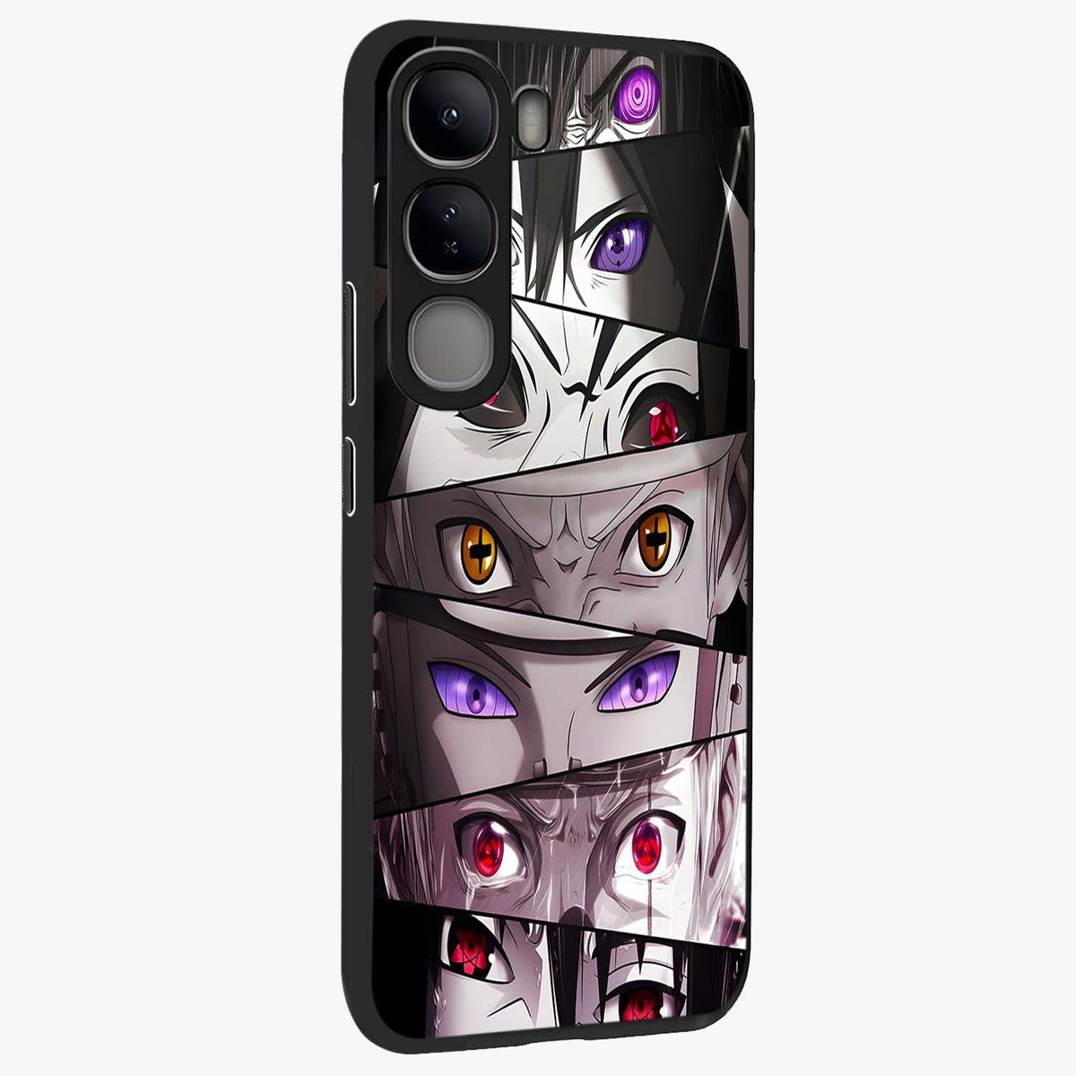 Eyes of Destiny Glass Case upright view showcasing symbolic eye artwork with dramatic artistic theme.