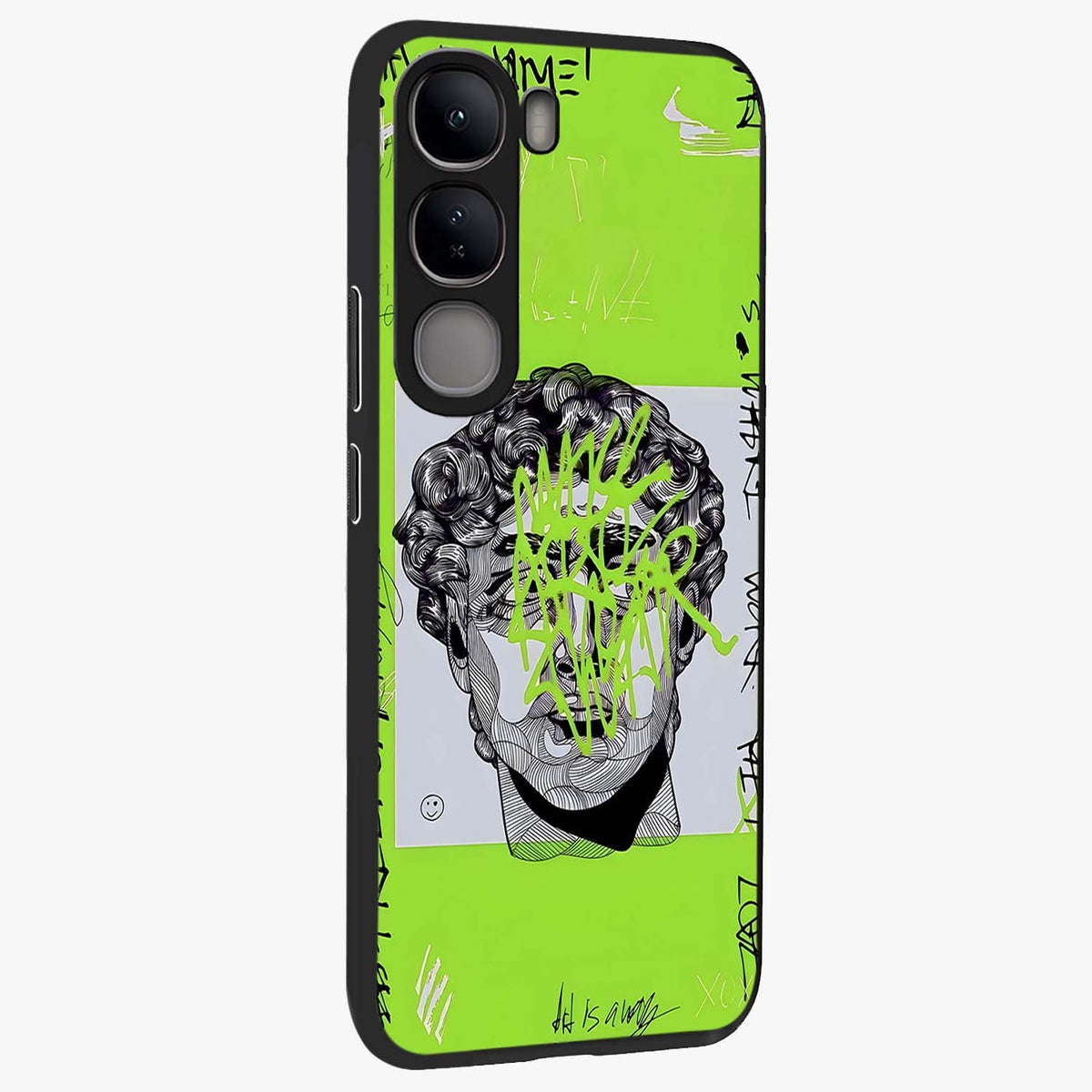 Neo Graffiti Rebellion Glass Case upright view showcasing colorful graffiti artwork with bold modern street style.