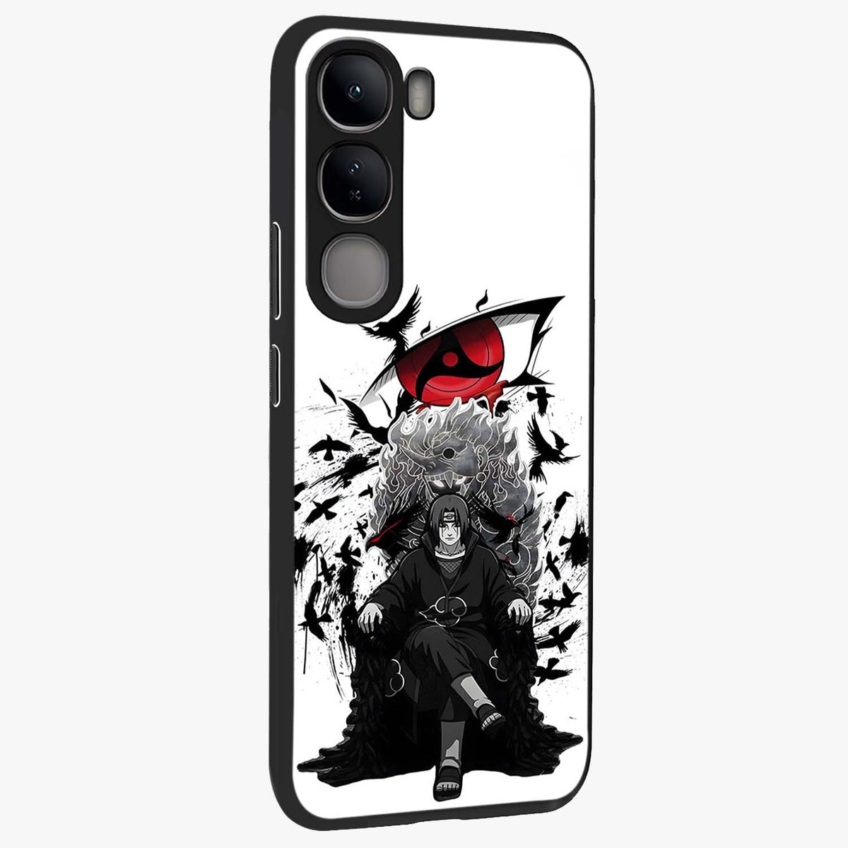 Uchiha Shadow Throne Glass Case upright view showcasing magical underwater galaxy artwork with vibrant cosmic theme.