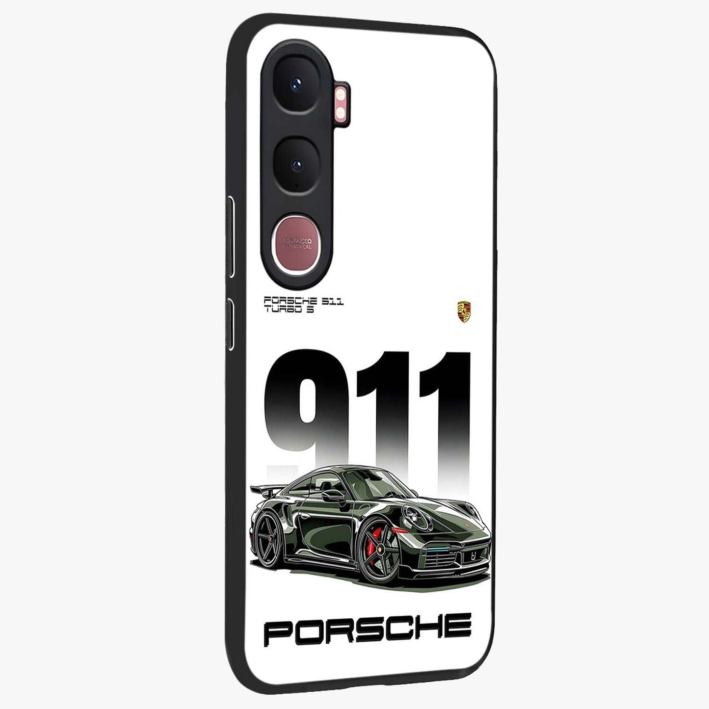 911 Turbo Dominance Glass Case upright perspective showcasing powerful racing design and modern automotive aesthetic.