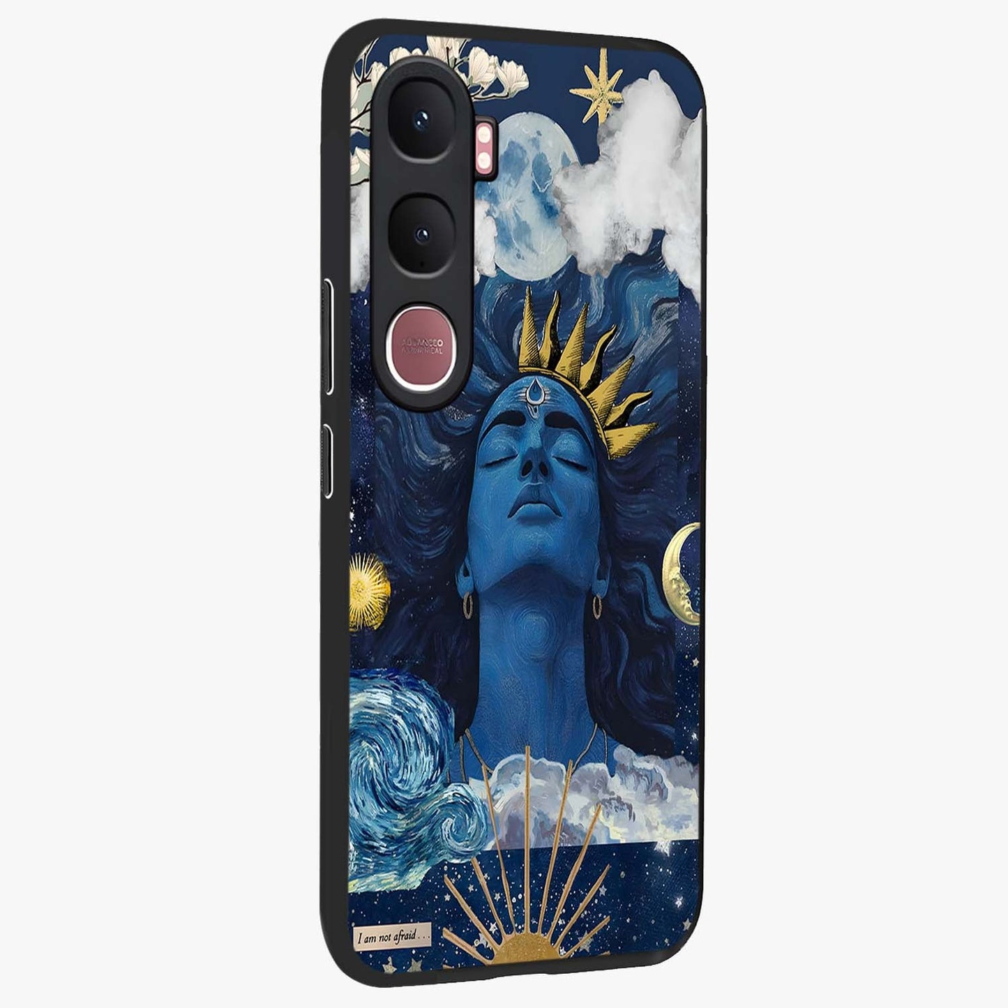 Aesthetic Lord Shiva Glass Case upright view showcasing powerful Lord Shiva artwork with devotional theme.
