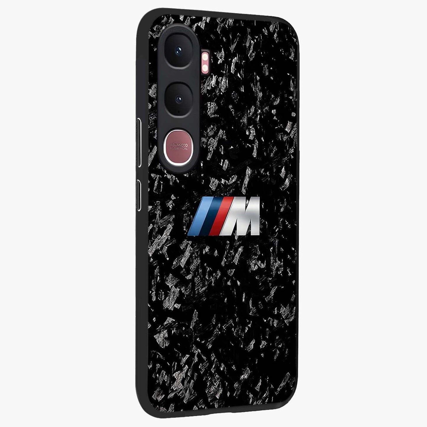 Carbon Speed Mark Glass Case upright view showcasing modern carbon speed graphic with bold automotive theme.