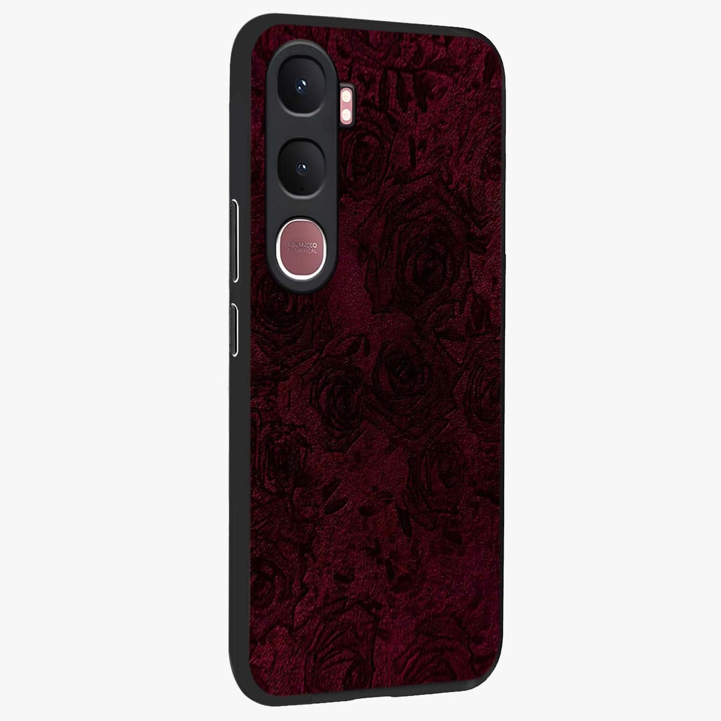 Crimson Fade Flow Glass Case upright view showcasing dynamic crimson flow artwork with stylish abstract theme.