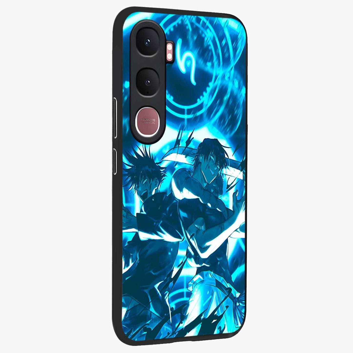 Cursed Energy Clash Glass Case upright view showcasing dramatic clash artwork with bold supernatural theme.