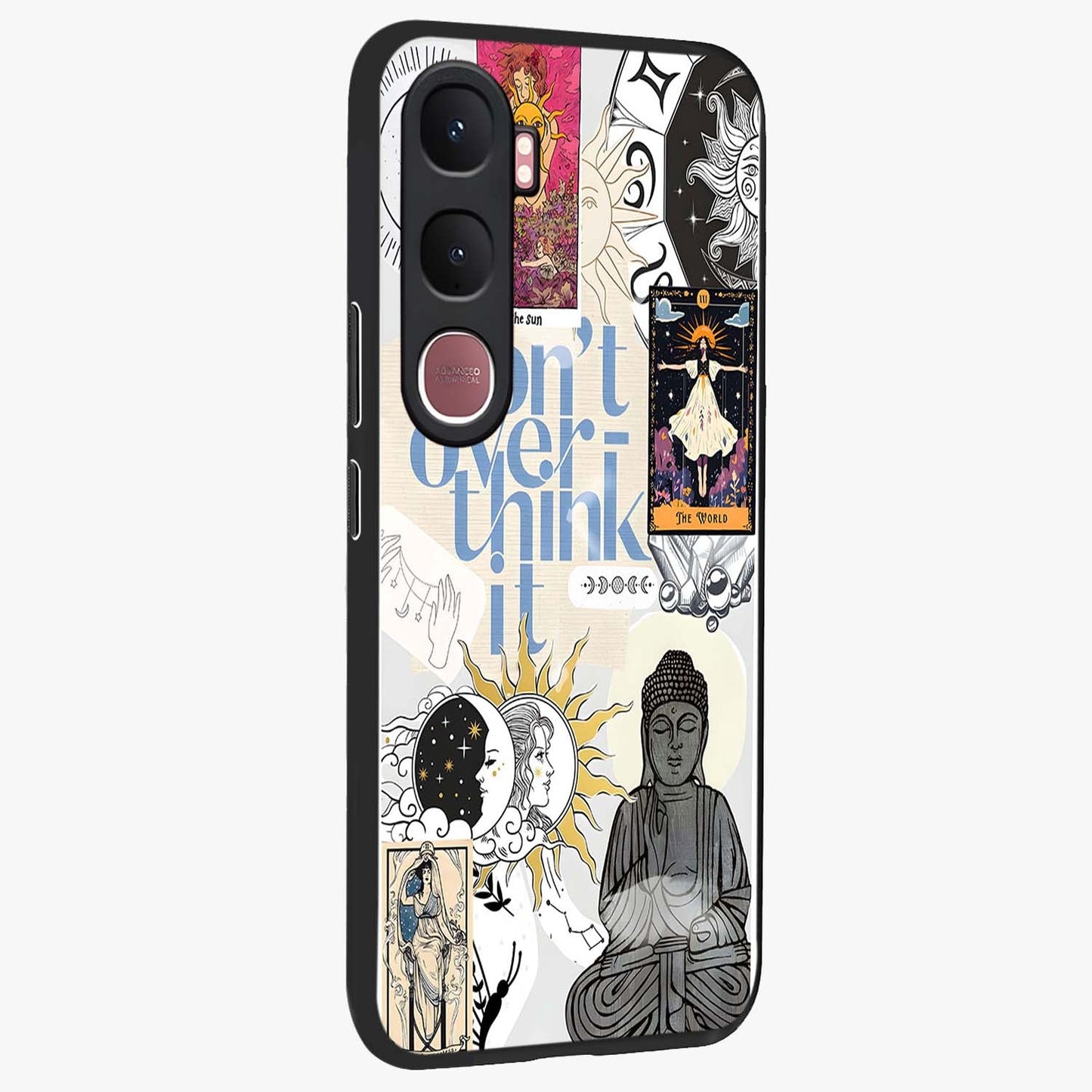 Ethereal Thoughts Glass Case upright view showcasing delicate artistic composition with peaceful dreamy theme.