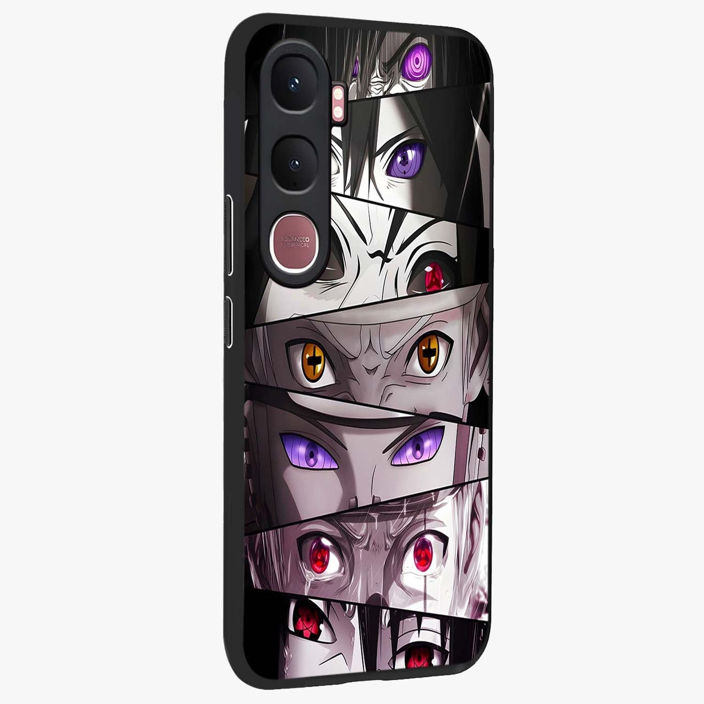 Eyes of Destiny Glass Case upright view showcasing symbolic eye artwork with dramatic artistic theme.
