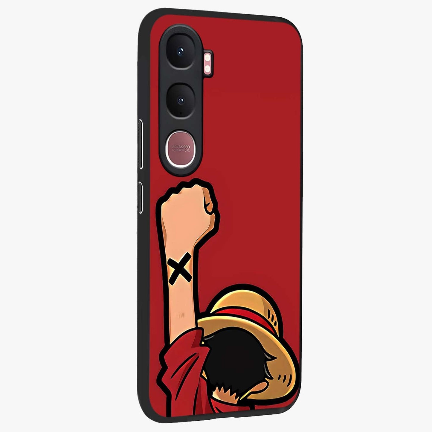 Luffy X Spirit Glass Case upright view showcasing striking anime artwork with adventurous character theme.