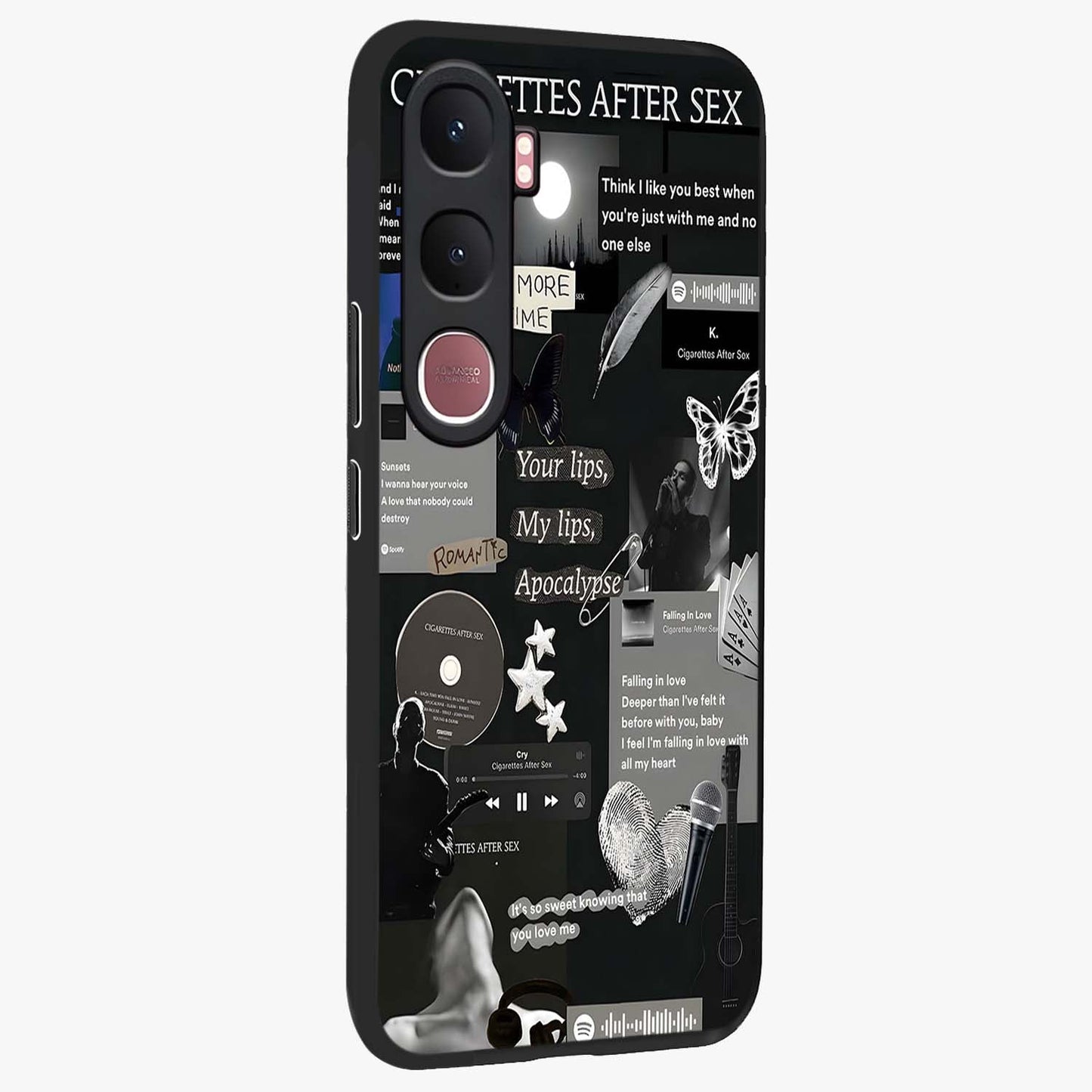 Midnight Love Echo Glass Case upright view showcasing expressive romantic artwork with dreamy midnight theme.