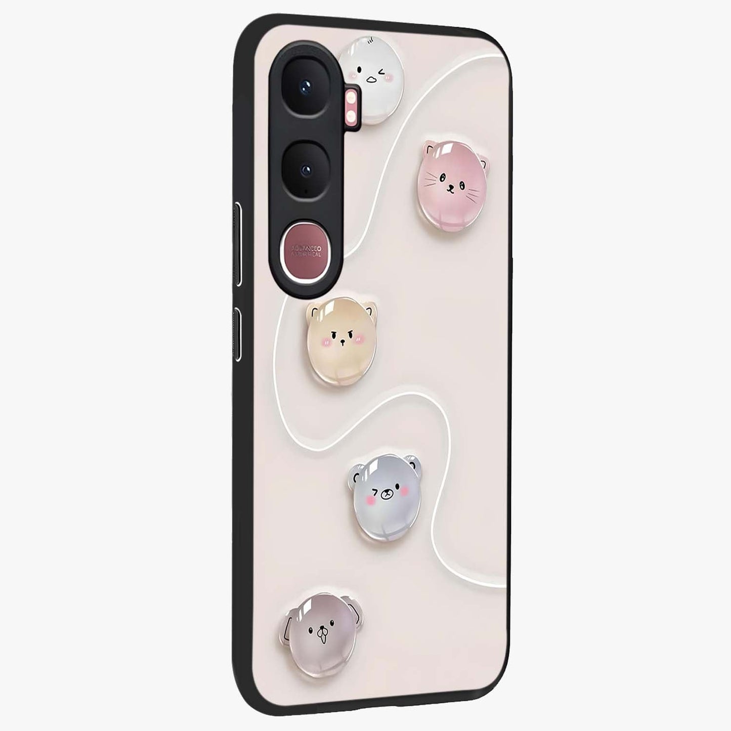 Puffy Face Parade Glass Case upright view showcasing adorable character artwork with cheerful animated theme.