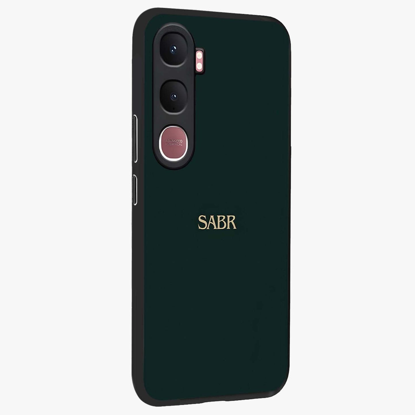 Sabr Minimal Patience Glass Case upright view showcasing calm minimalist artwork with motivational patience theme.