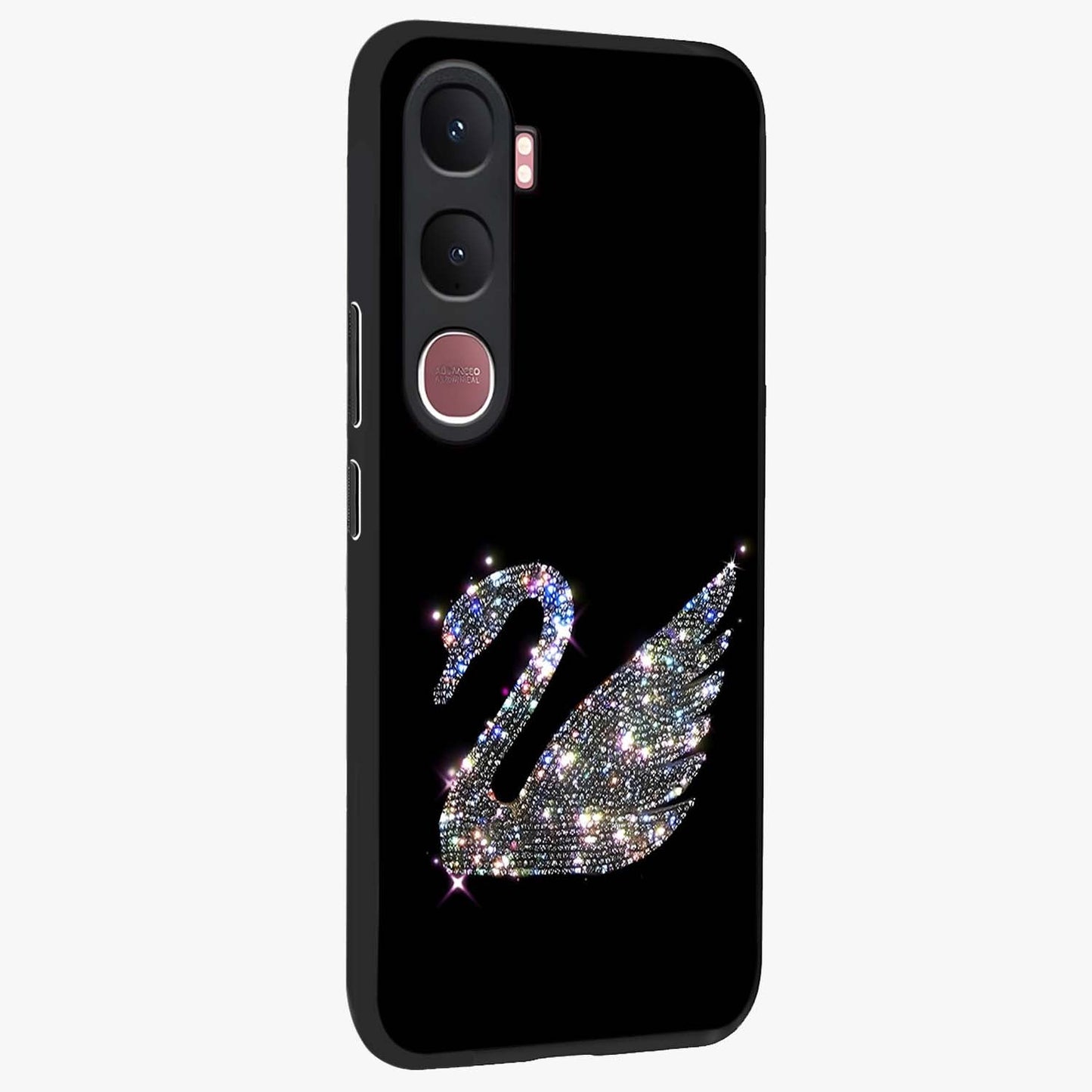 Starlit Swan Grace Glass Case upright view showcasing beautiful swan artwork with peaceful night themed design.