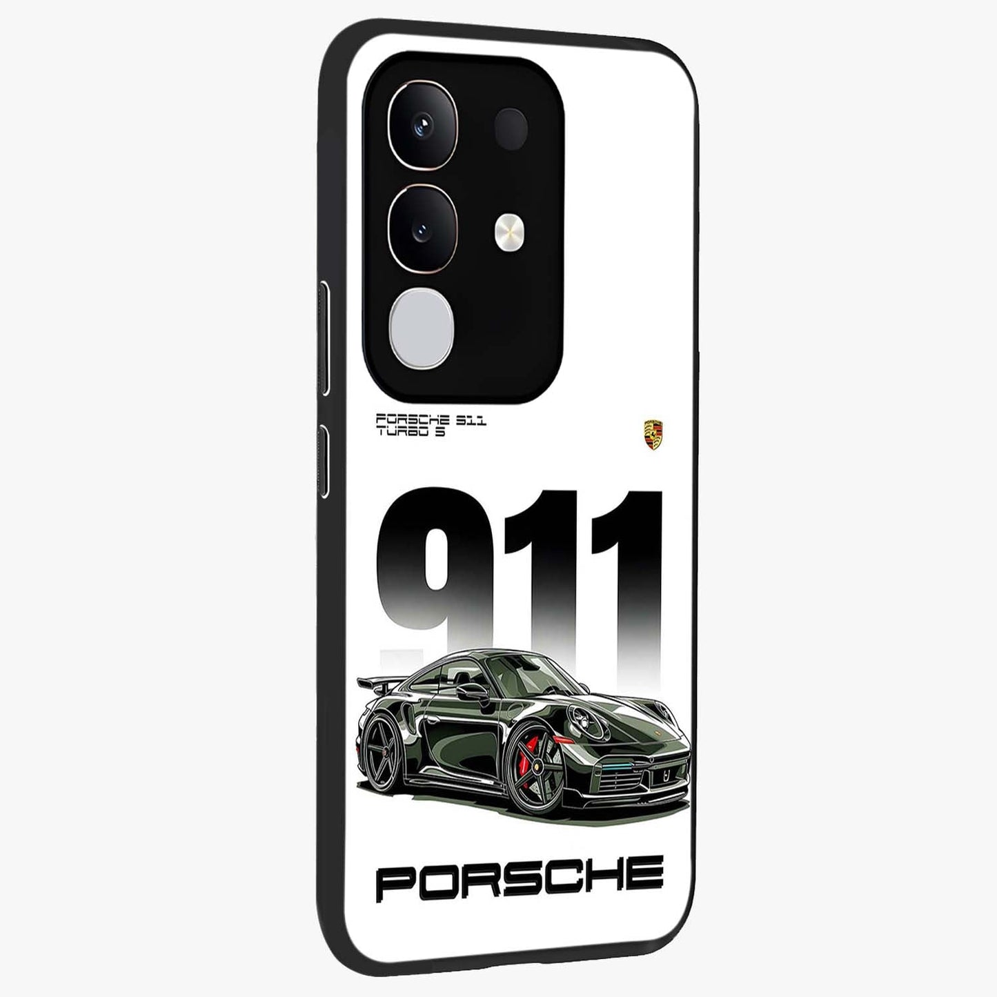 911 Turbo Dominance Glass Case upright perspective showcasing powerful racing design and modern automotive aesthetic.