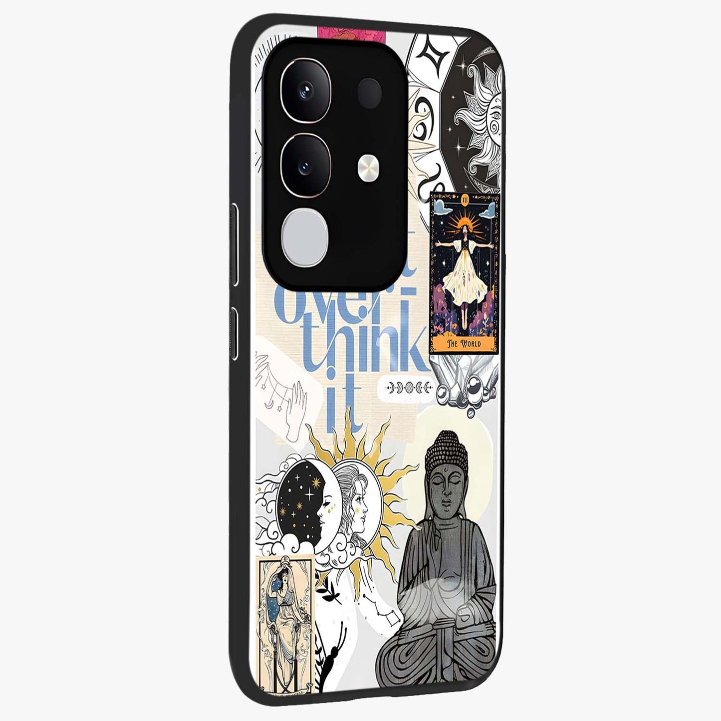 Ethereal Thoughts Glass Case upright view showcasing delicate artistic composition with peaceful dreamy theme.