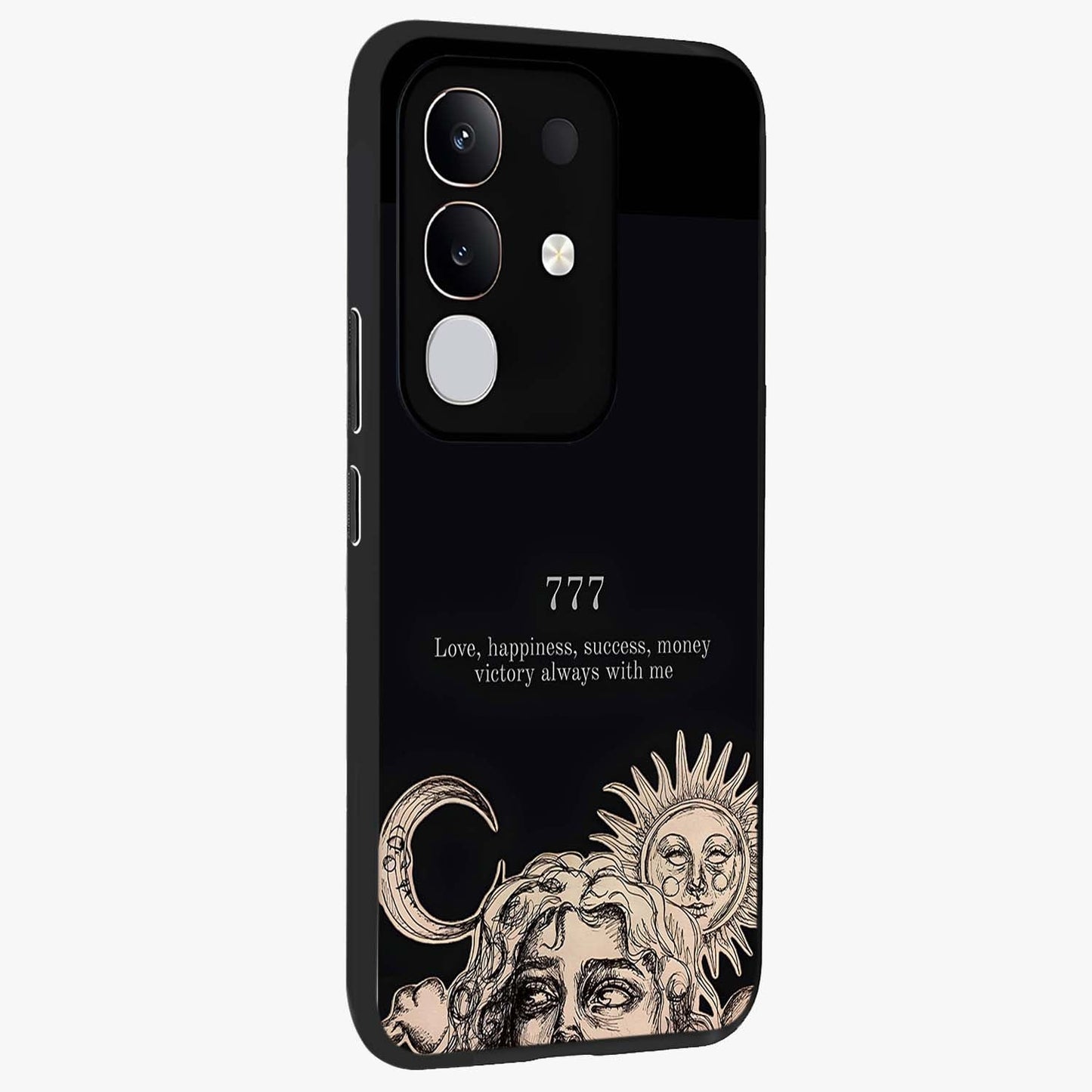 Mystic Victory Aura Glass Case upright view showcasing powerful victory themed artwork with spiritual energy vibe.
