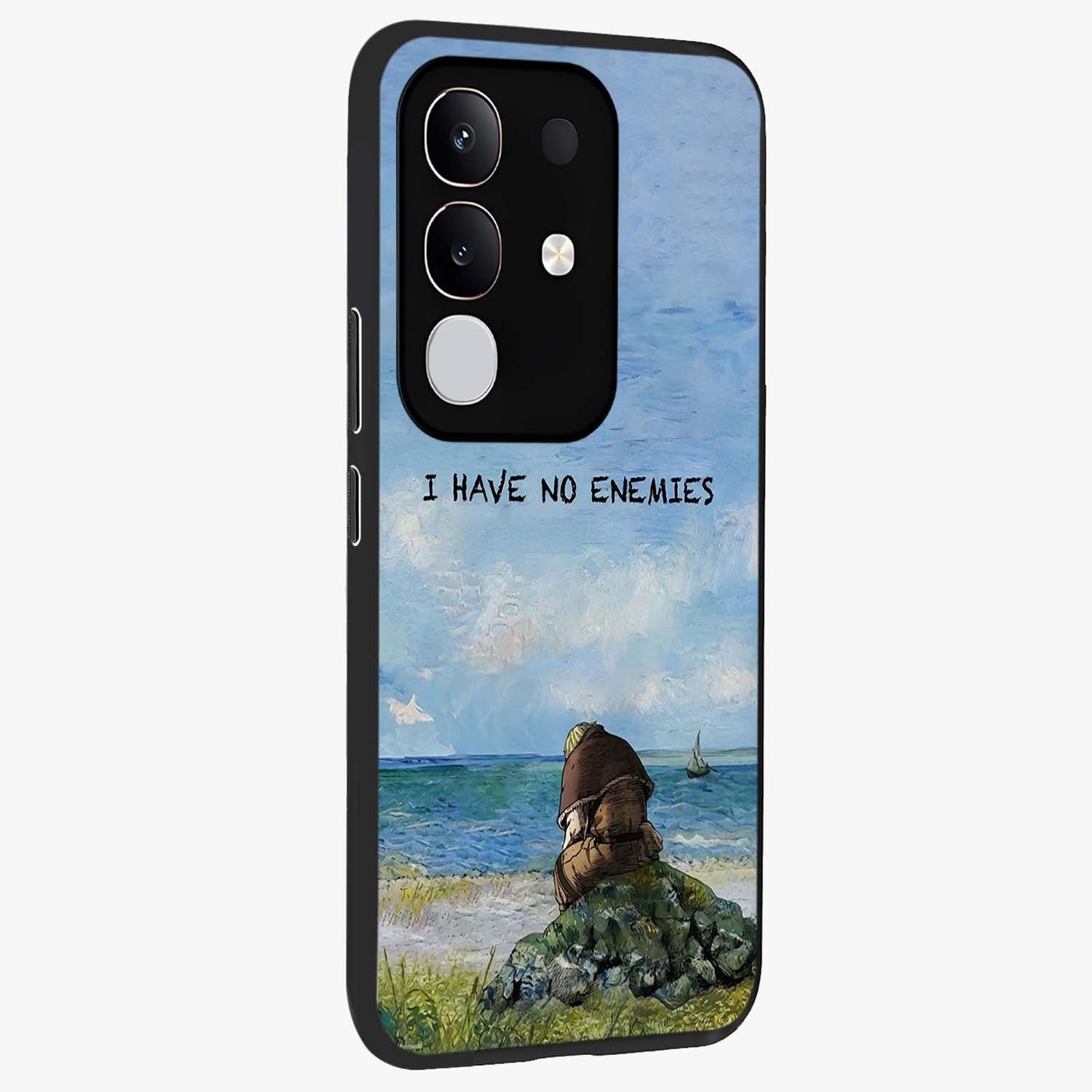 Peace Beyond War Glass Case upright view showcasing powerful peace symbol artwork with inspirational theme.