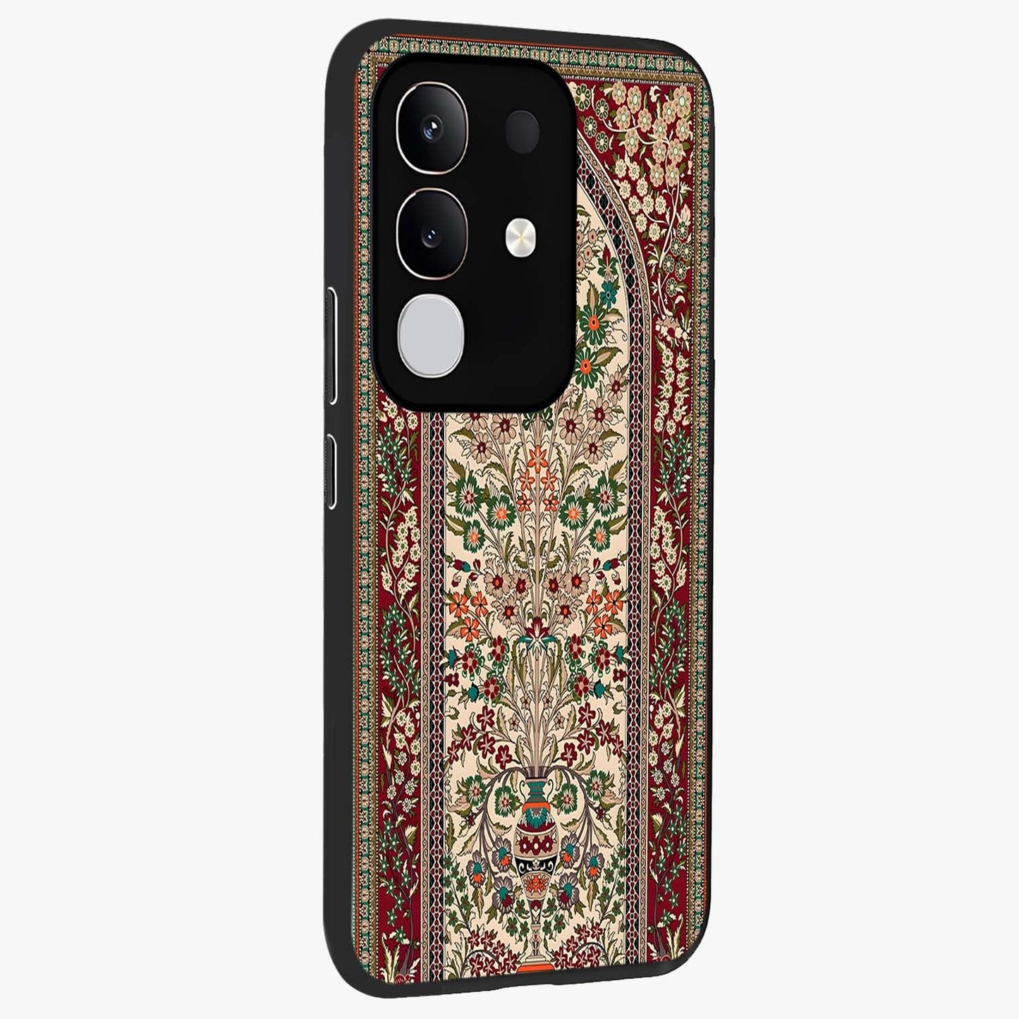 Persian Inspired Glass Case upright view showcasing decorative Persian artwork with rich heritage theme.