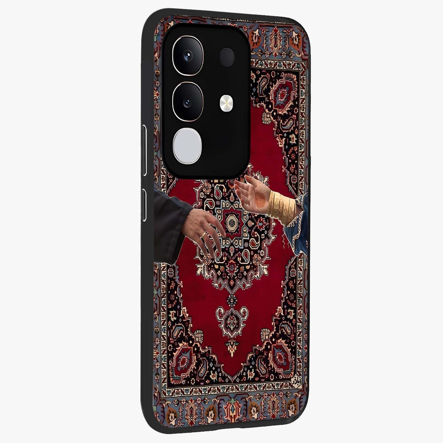 Royal Touch Reach Glass Case upright view showcasing stylish royal inspired artwork with graceful theme.