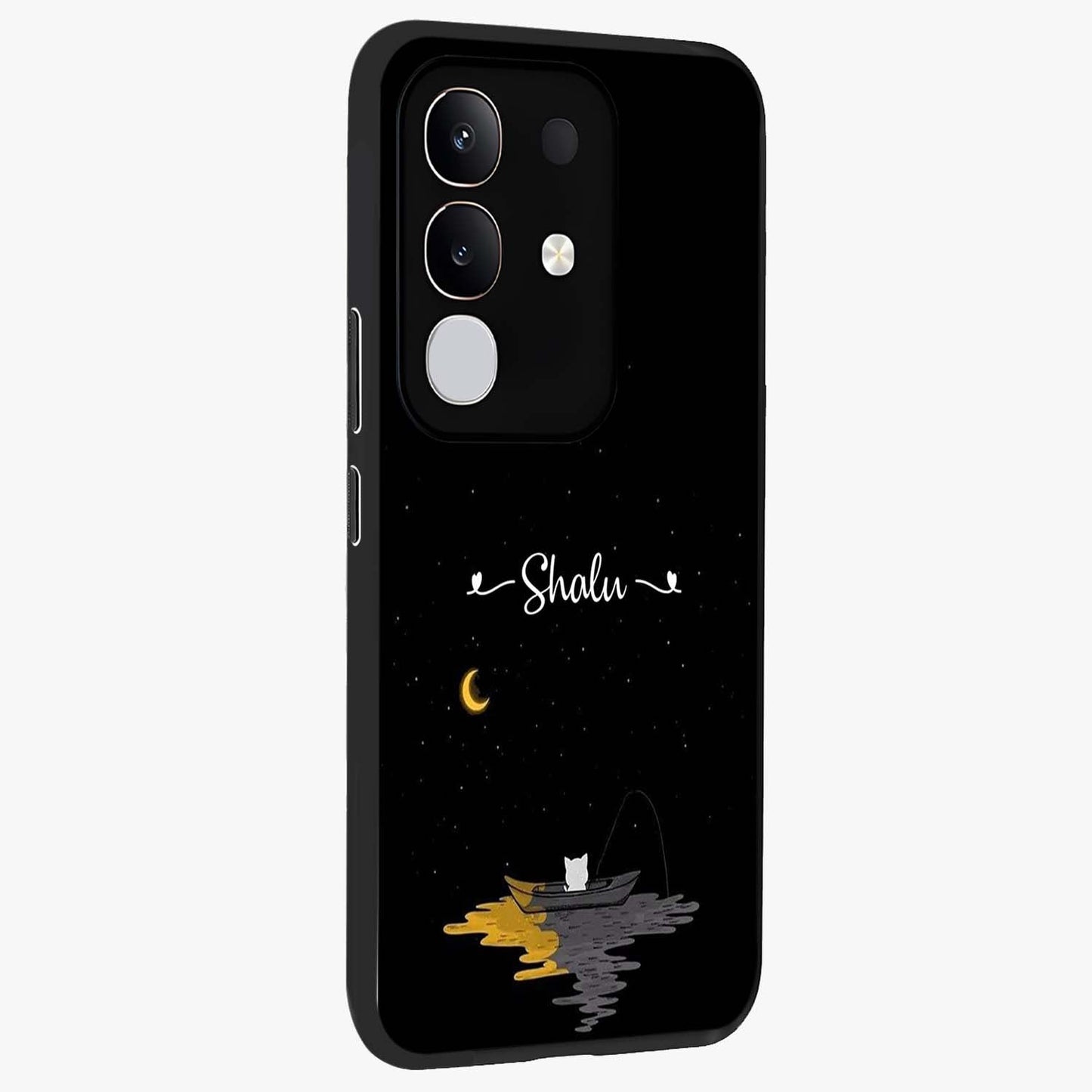 Silent Night Row Glass Case upright view showcasing tranquil night artwork with serene landscape theme.