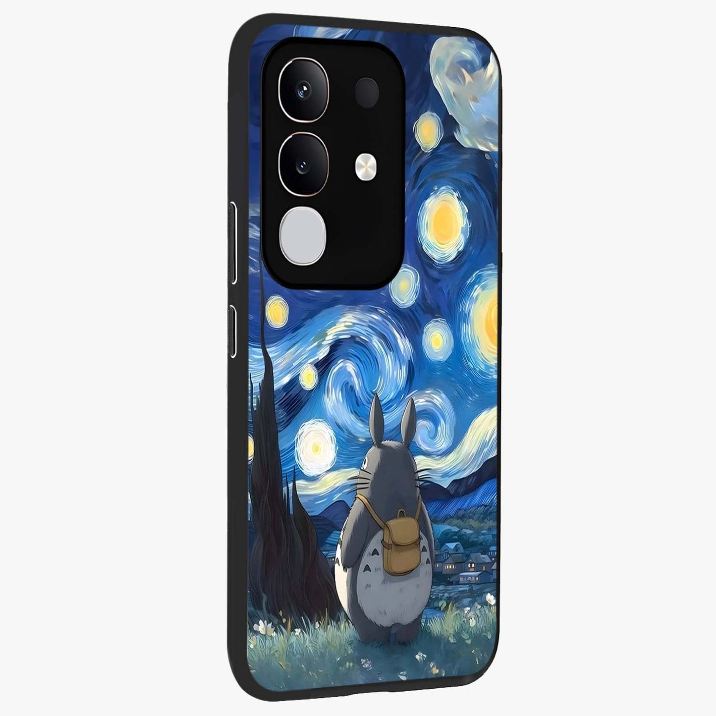 Totoro In Van Gogh Art Glass Case upright view showcasing creative character artwork with painterly artistic theme.