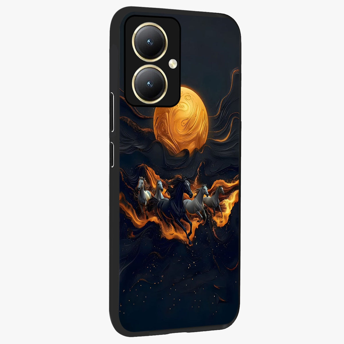 Golden Royal Heritage Glass Case upright view showcasing elegant royal artwork with classic heritage theme.