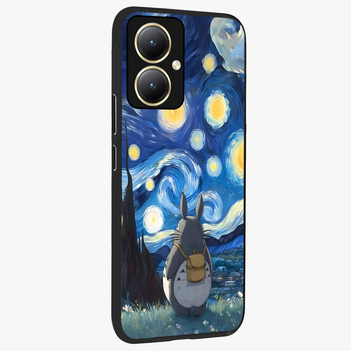Totoro In Van Gogh Art Glass Case upright view showcasing creative character artwork with painterly artistic theme.