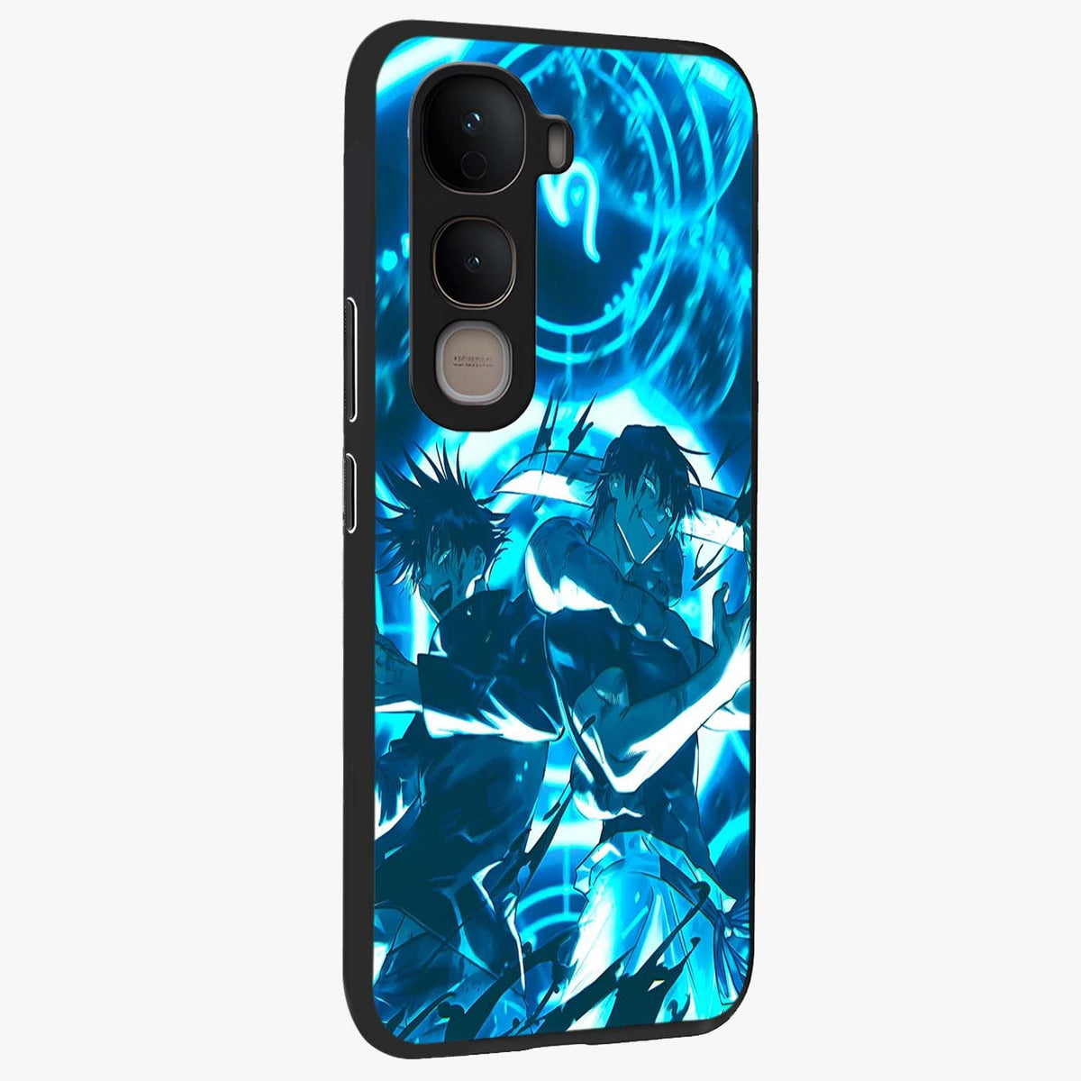 Cursed Energy Clash Glass Case upright view showcasing dramatic clash artwork with bold supernatural theme.