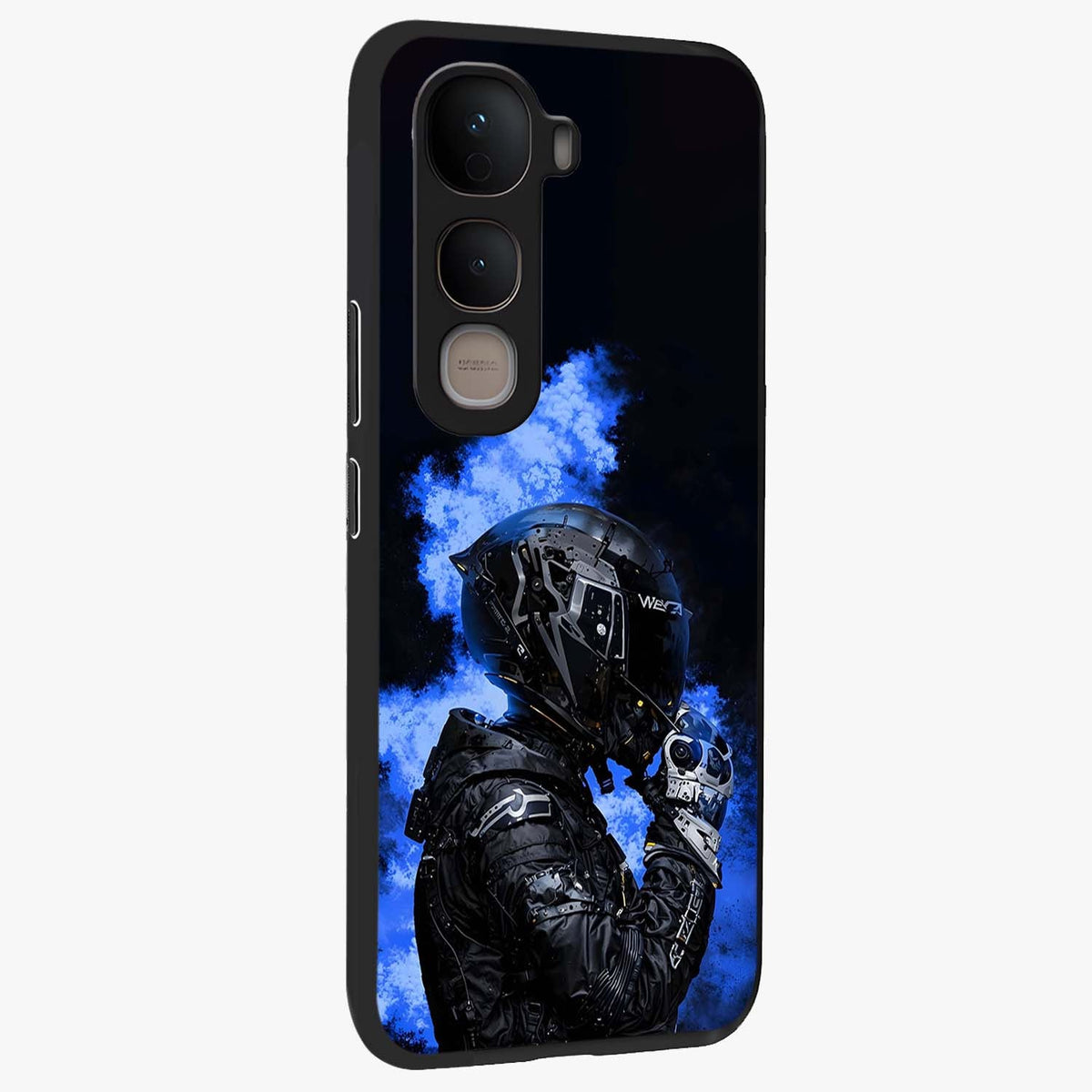 Cyber Sentinel Protocol Glass Case upright view showcasing advanced cyber sentinel artwork with futuristic tech theme.