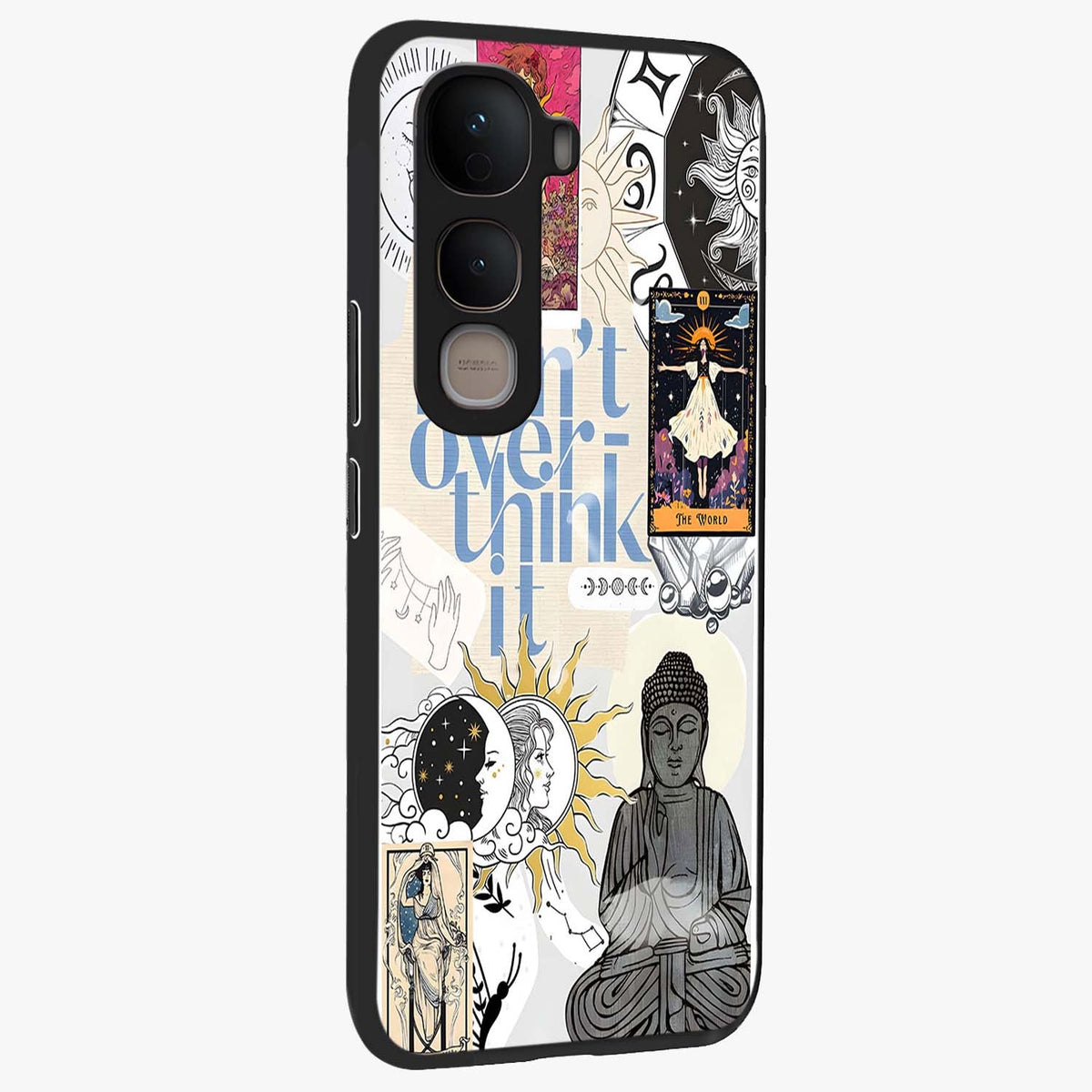 Ethereal Thoughts Glass Case upright view showcasing delicate artistic composition with peaceful dreamy theme.