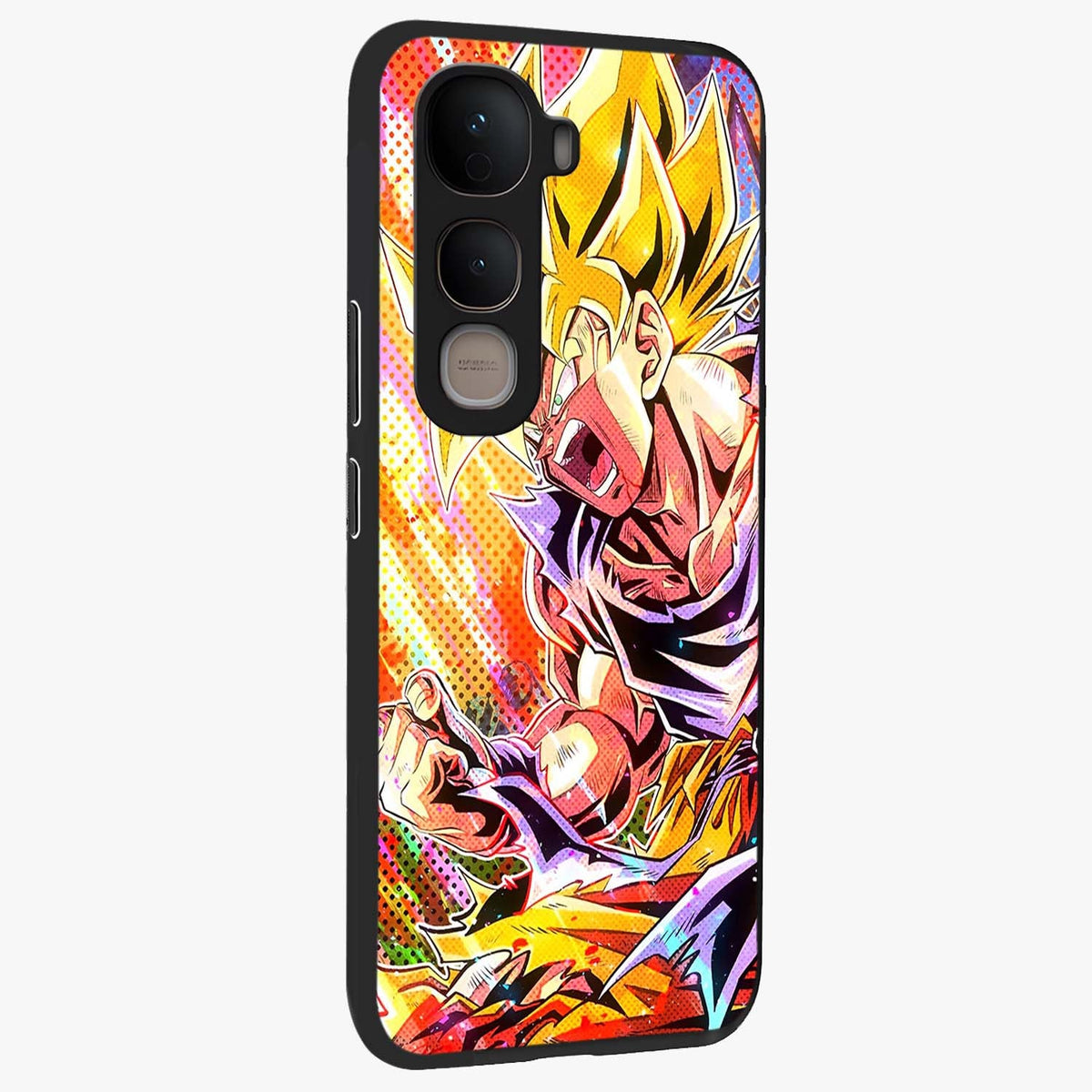 Firing Goku Glass Case upright view showcasing energetic anime artwork with bold warrior theme.