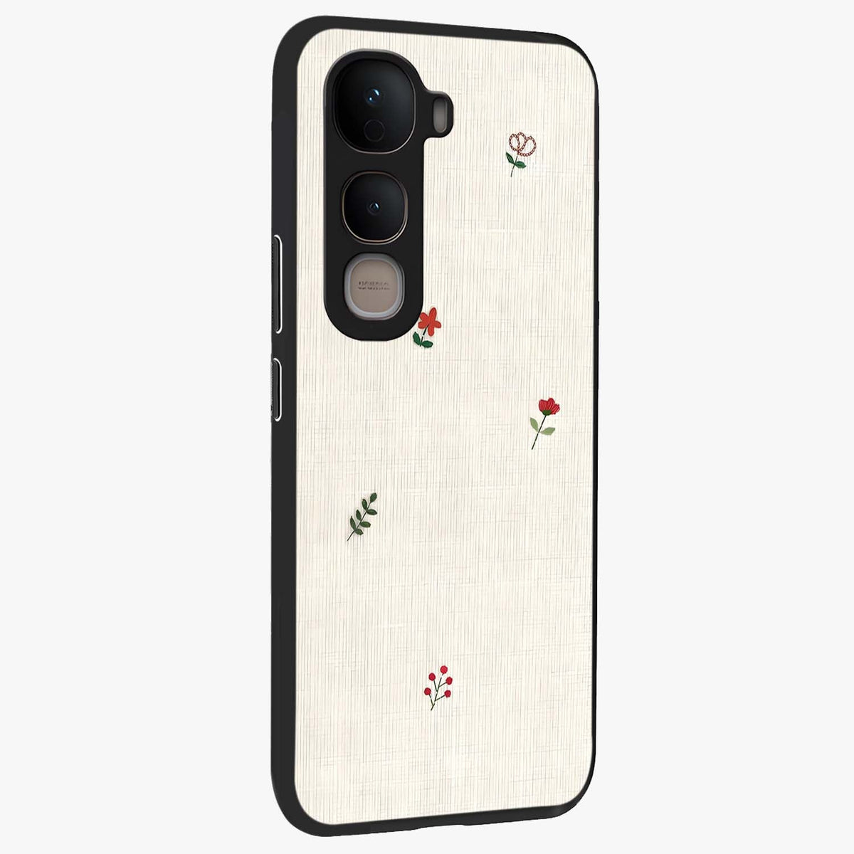 Minimalistic Blue With White Flower Pattern Glass Case upright view showcasing clean white flower artwork with calming blue theme.