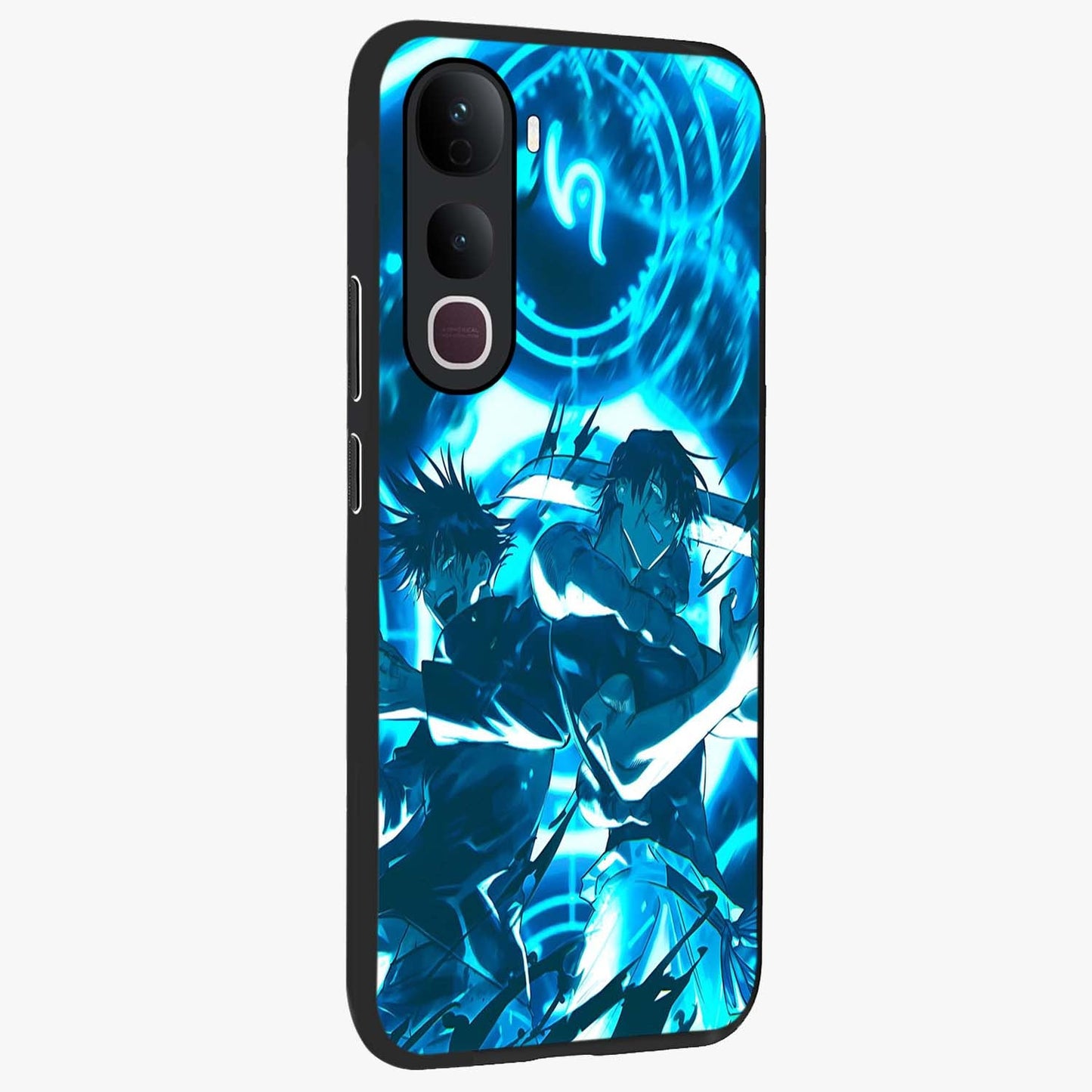 Cursed Energy Clash Glass Case upright view showcasing dramatic clash artwork with bold supernatural theme.