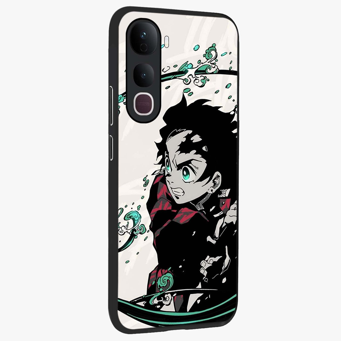 Demon Slayer Glass Case upright view showcasing powerful anime artwork with intense warrior theme.